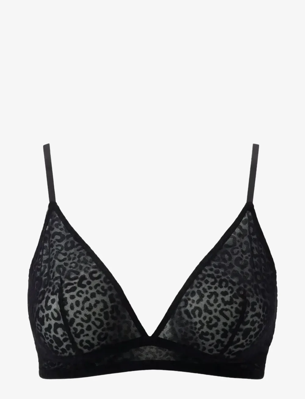 Understatement Underwear - Mesh Triangle Bralette - bralette - black leopard - 1