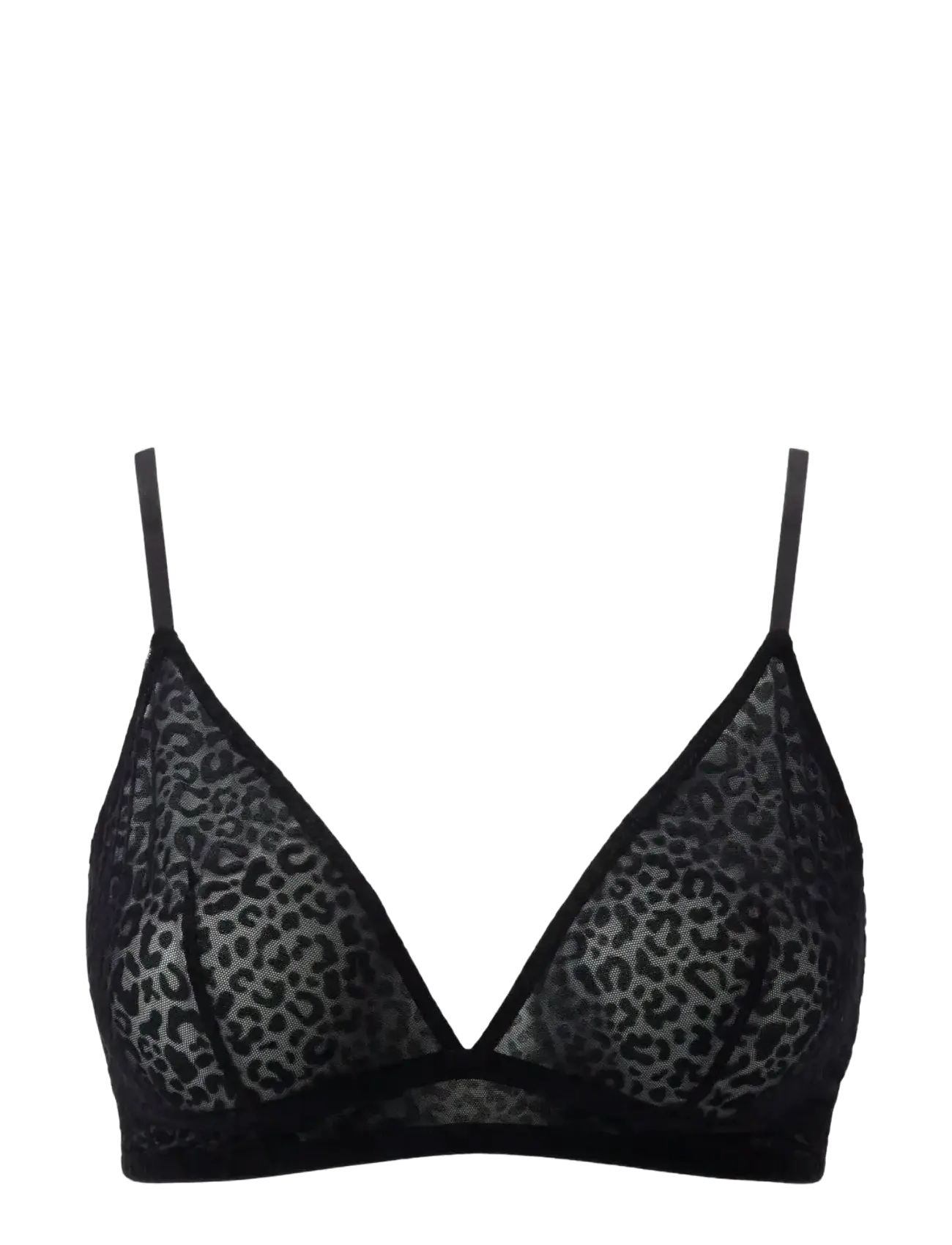 Understatement Underwear Mesh Triangle Bralette - Bralette - BLACK LEOPARD / black
