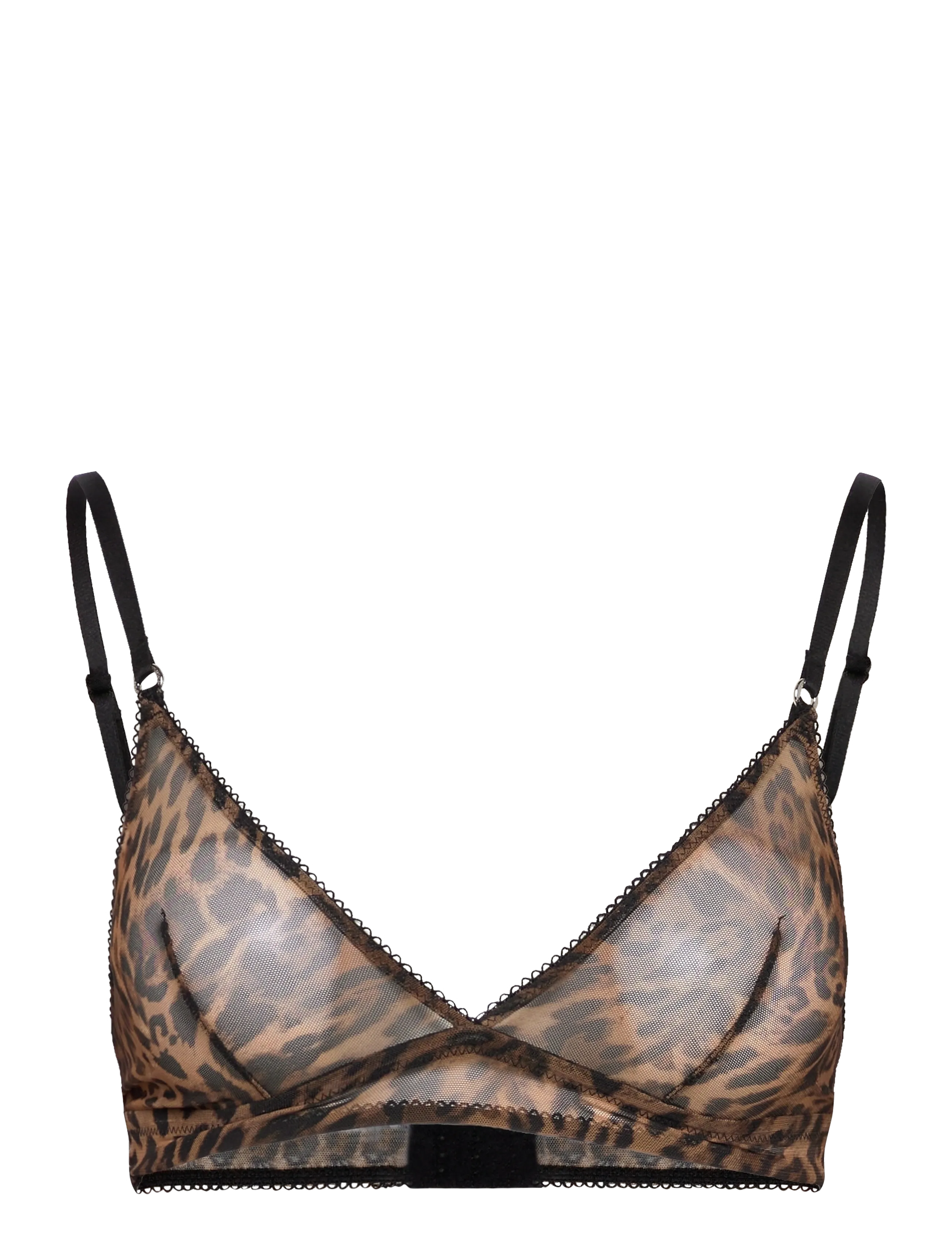 Understatement Underwear Mesh Triangle Bralette - Bralette - DARK LEOPARD / brown