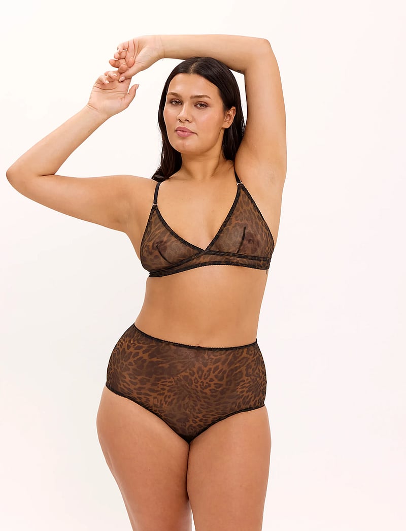 Understatement Underwear - Mesh Triangle Bralette - bralette - dark leopard - 0