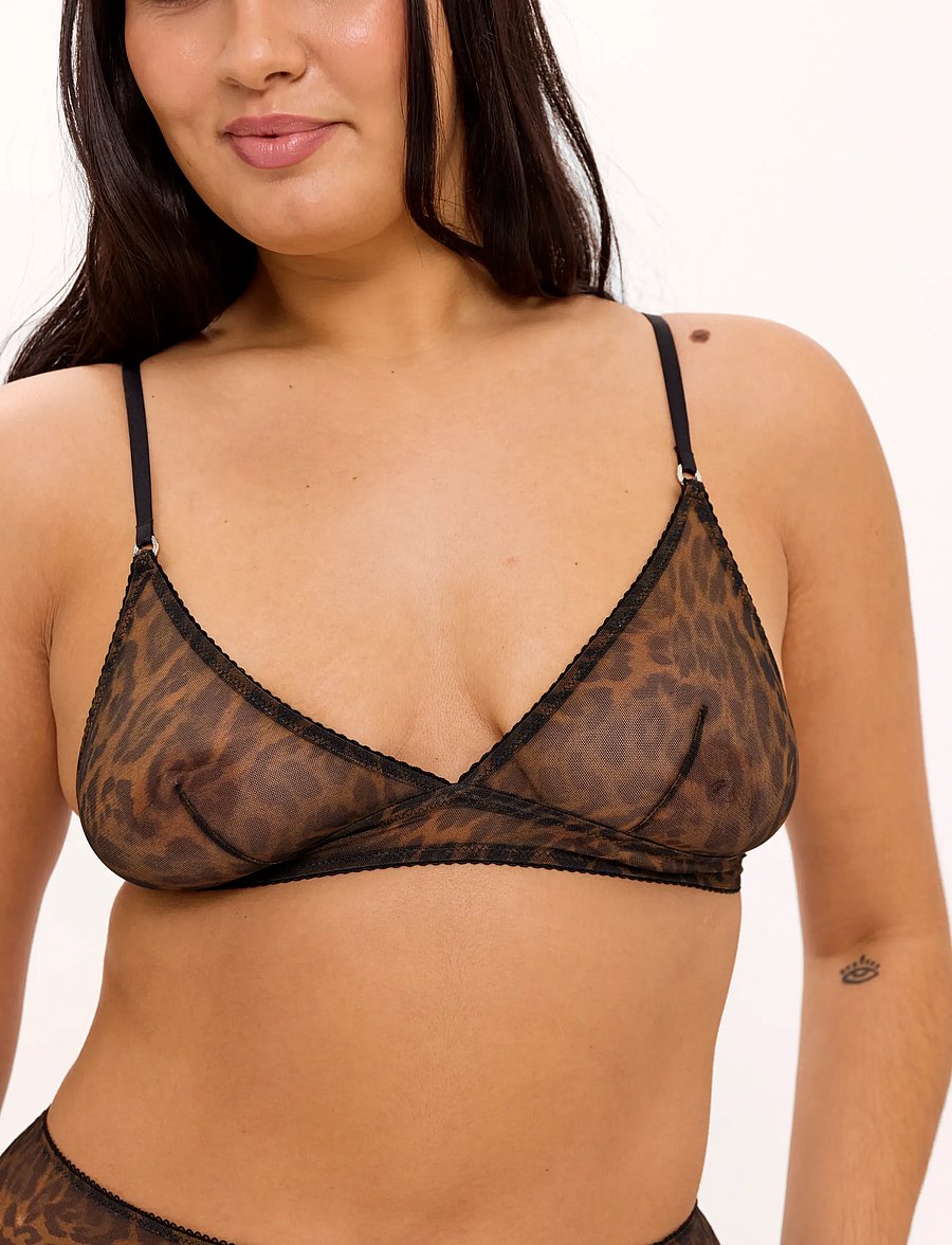 Understatement Underwear - Mesh Triangle Bralette - bralette - dark leopard - 3