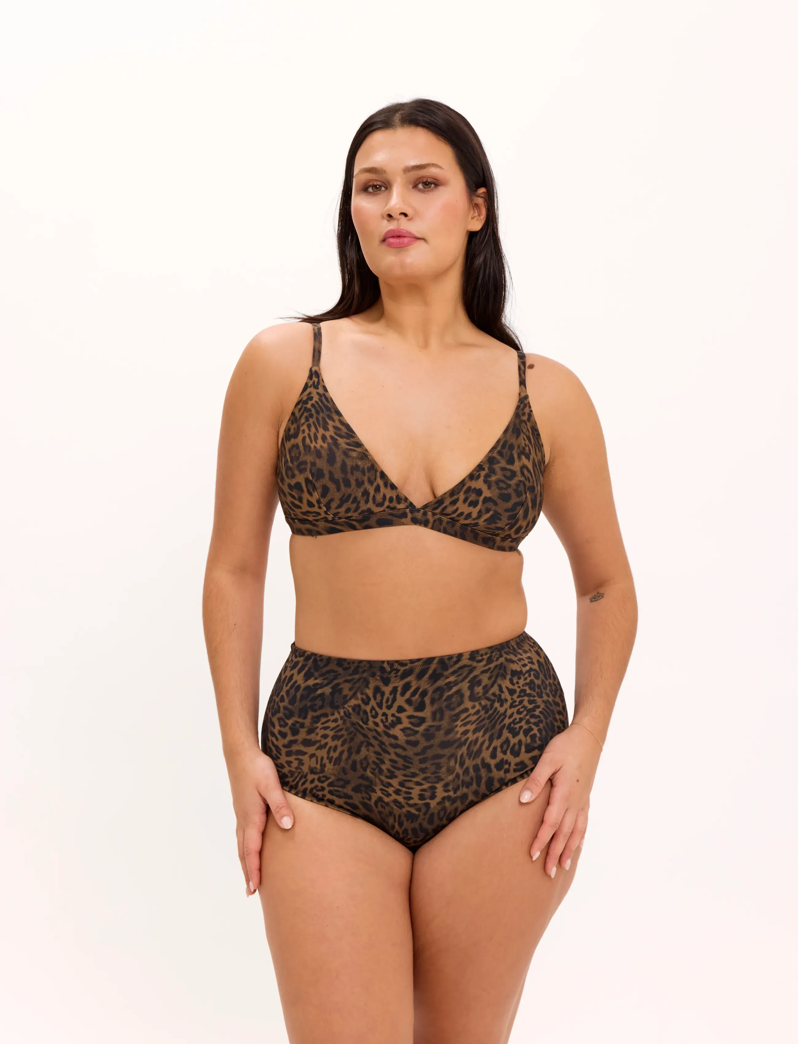 Understatement Underwear Triangle Bikini Top - Understatement Underwear - DARK LEOPARD / brown