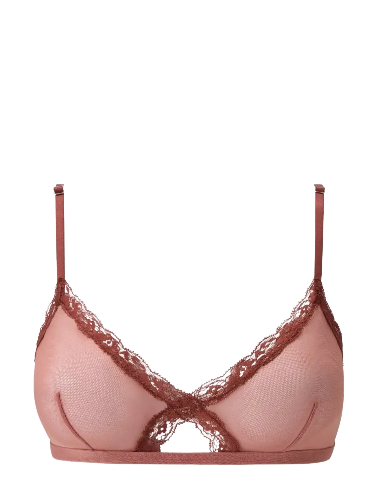 UNDERSTATEMENT Unterwäsche Mesh Strickjacke Trim Triangle Bralette Pink - S - Damen