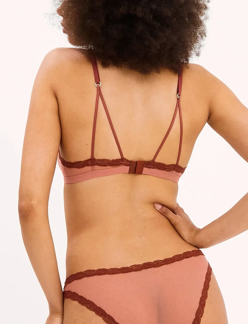 Understatement Underwear - Mesh Lace Trim Triangle Bralette - bralette - blush - 5