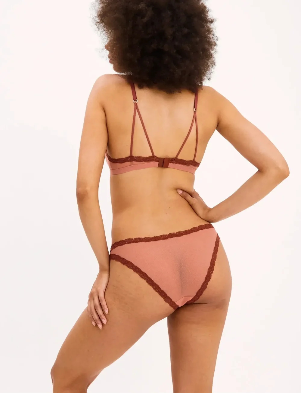 Understatement Underwear - Mesh Lace Trim Bikini Briefs - briefs - blush - 4