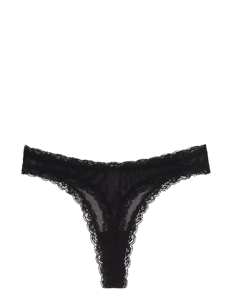 Understatement Underwear - Mesh Lace Trim Thong - stringtrosor - black - 1
