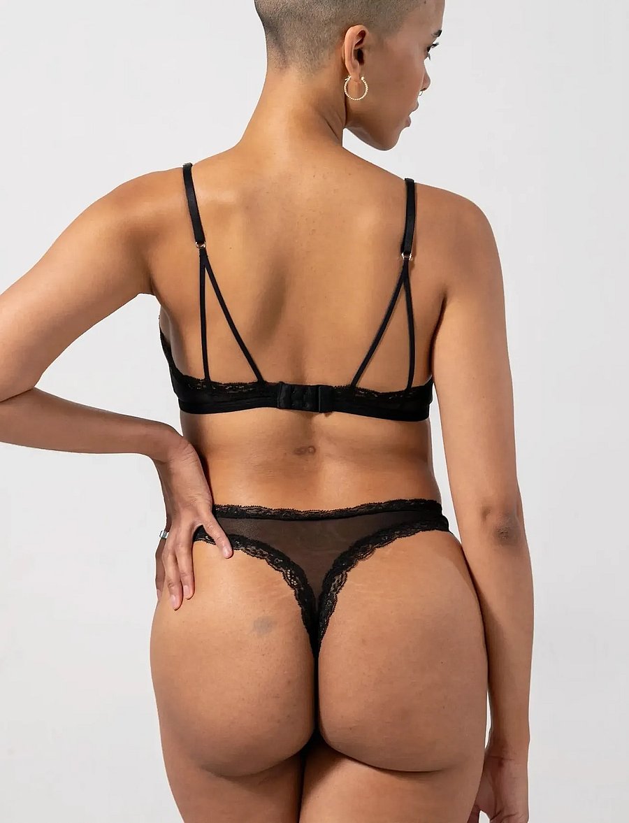 Understatement Underwear - Mesh Lace Trim Thong - black - 2