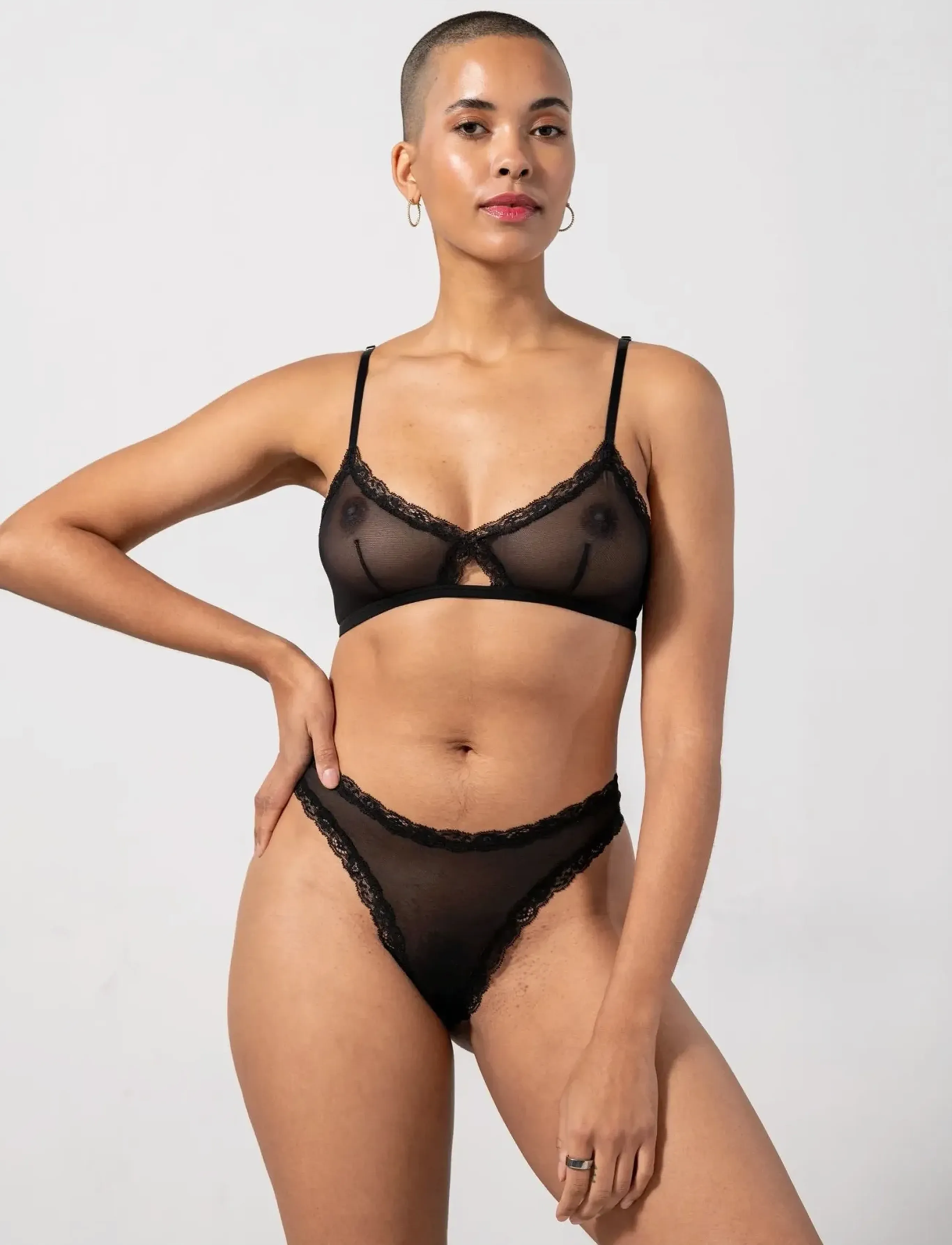 Understatement Underwear - Mesh Lace Trim Thong - black - 3
