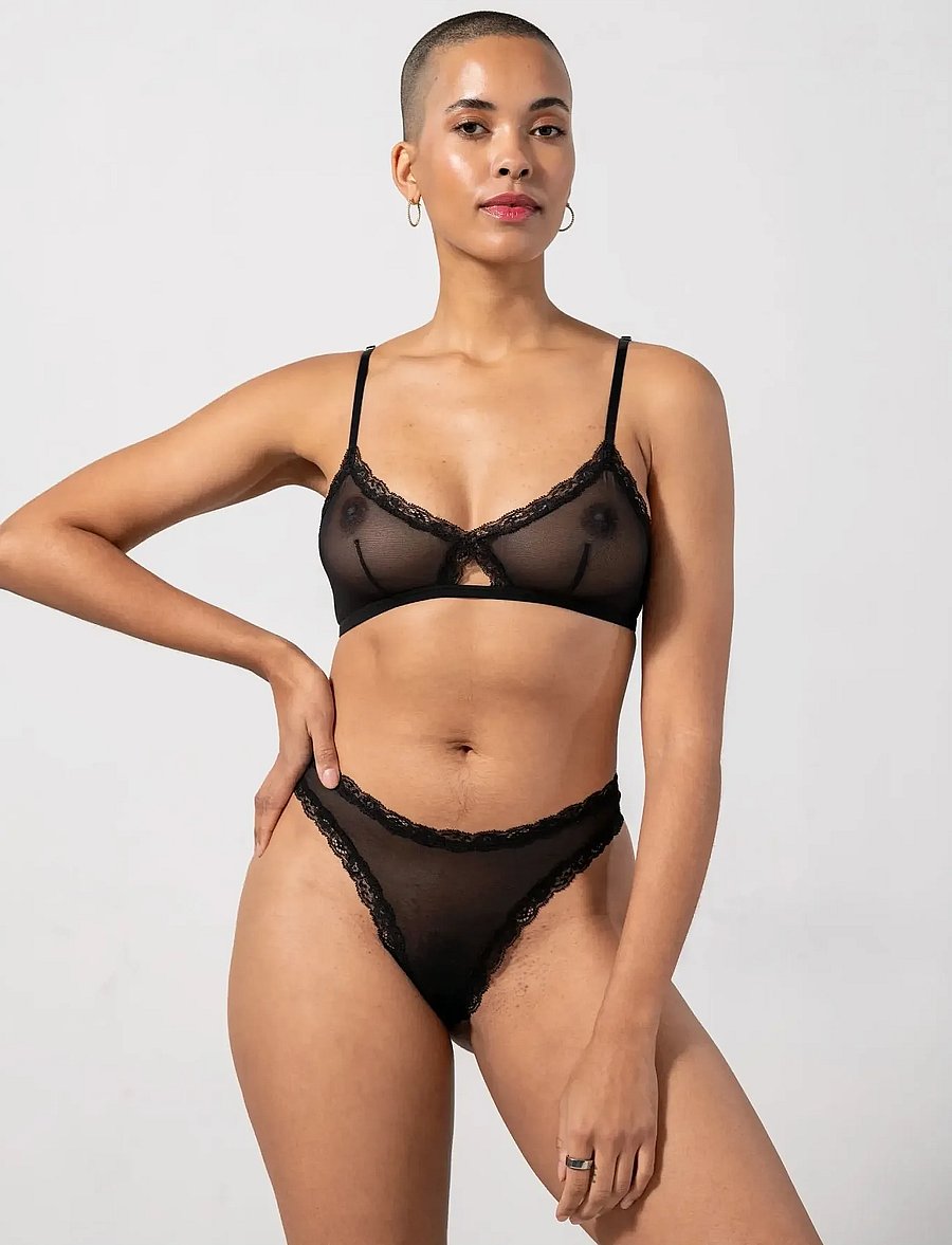 Understatement Underwear - Mesh Lace Trim Thong - black - 3