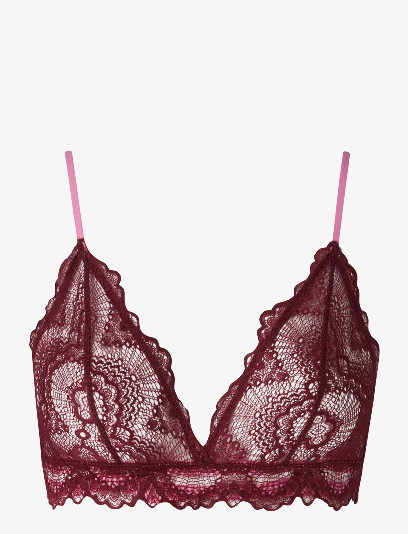 Understatement Underwear - Lace Triangle Bralette 001 - bralette-rintaliivit - burgundy/candy pink - 0