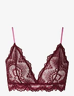 Lace Triangle Bralette 001 - BURGUNDY/CANDY PINK
