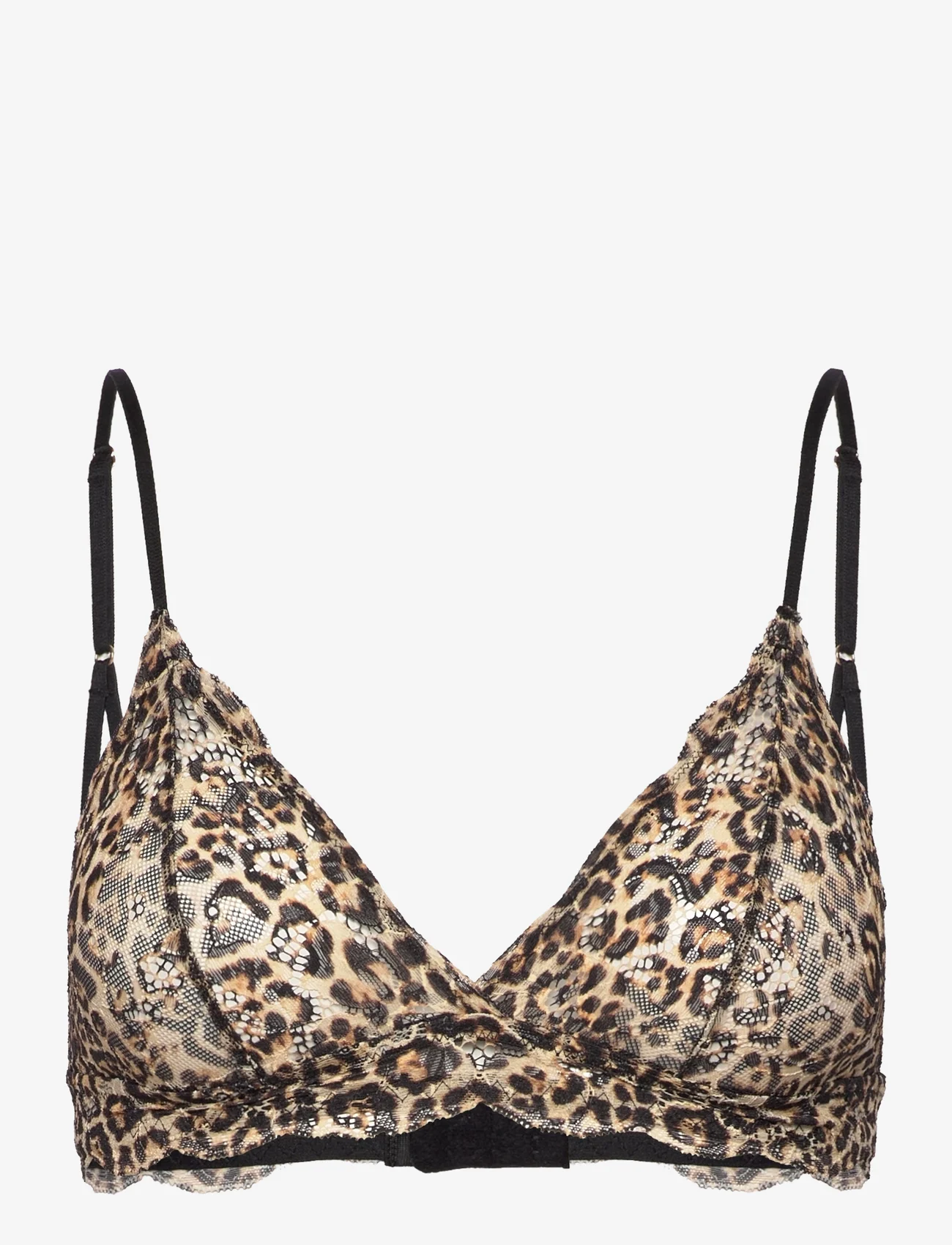 Understatement Underwear - Lace Triangle Bralette - bralette - gold leopard - 0