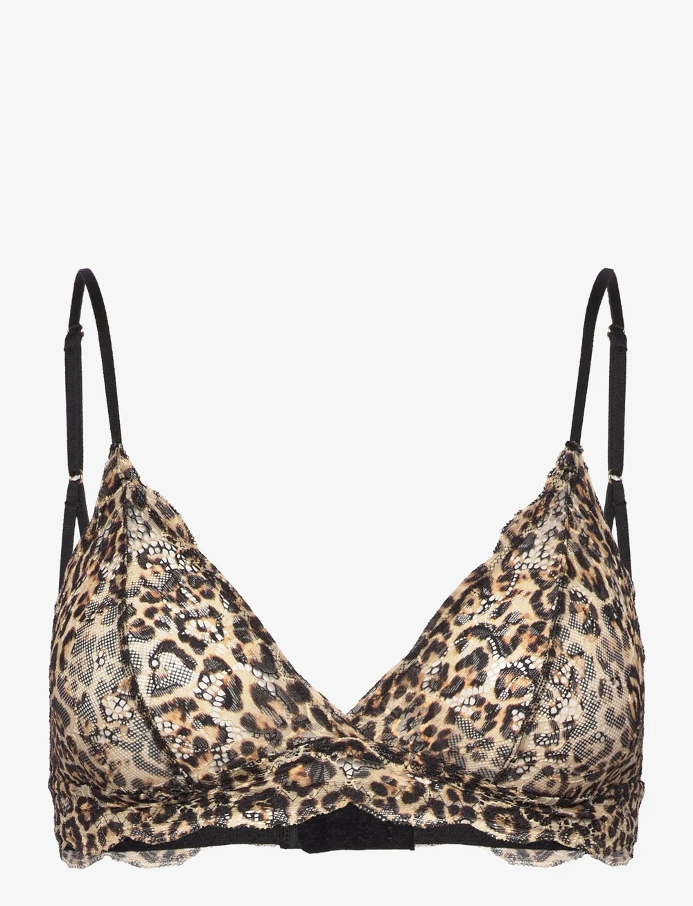 Understatement Underwear - Lace Triangle Bralette - bralette - gold leopard - 1
