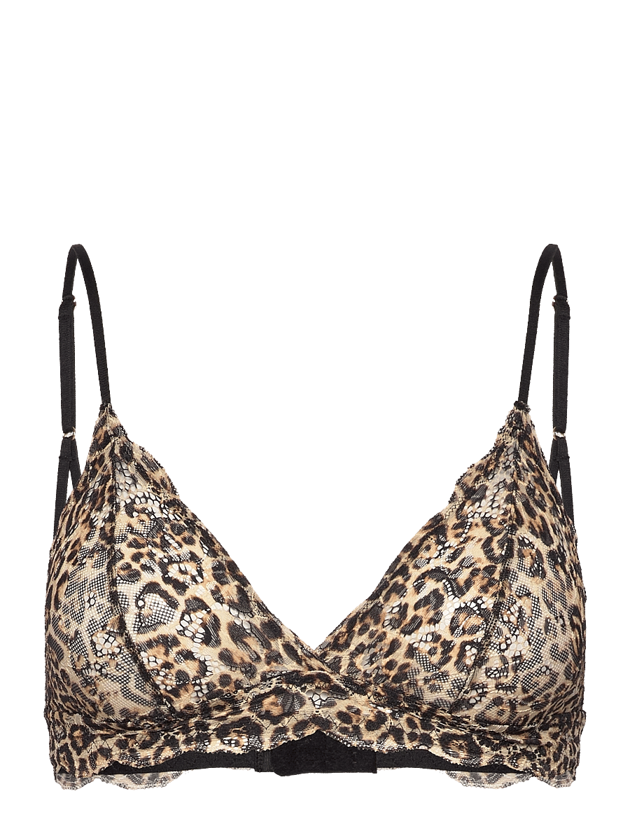Understatement Underwear - Lace Triangle Bralette - bralette - gold leopard - 1