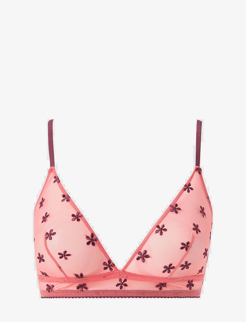 Understatement Underwear - Mesh Triangle Bralette - bralette - coral/cherry - 0