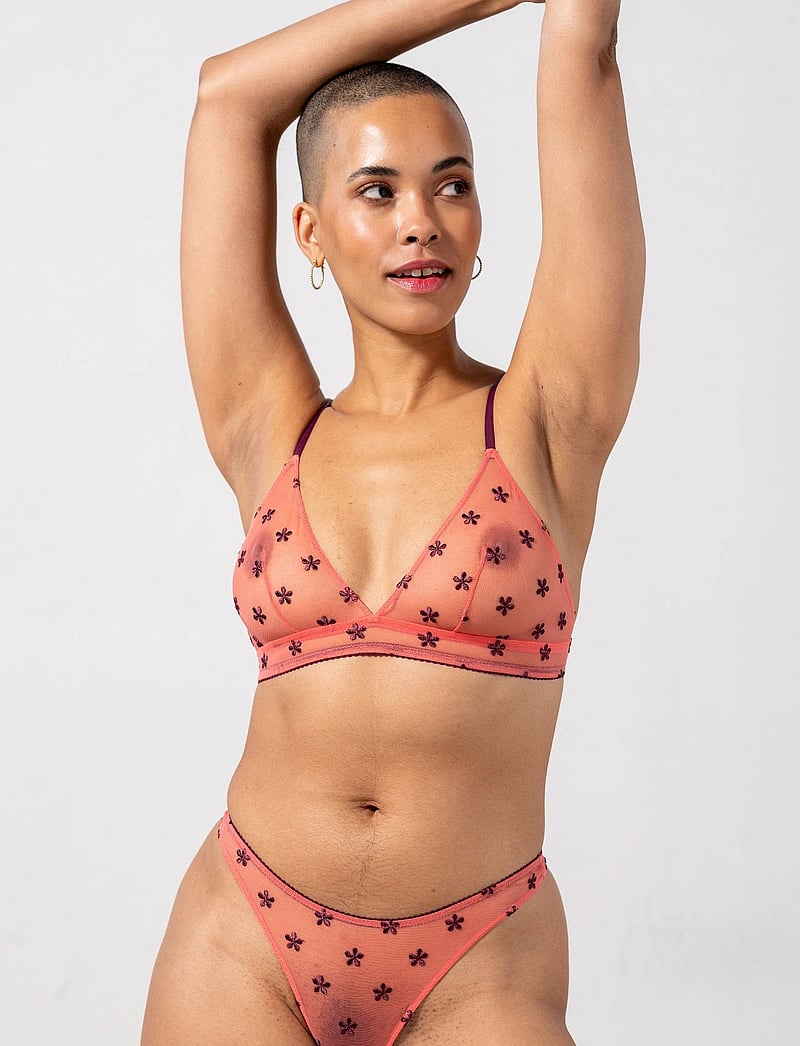 Understatement Underwear - Mesh Triangle Bralette - bralette - coral/cherry - 2