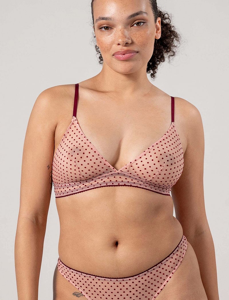 Understatement Underwear - Mesh Triangle Bralette - bralette - pale pink/burgundy - 1