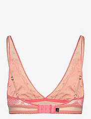Understatement Underwear - Lace Mesh Plunge Bralette - bralette - coral/sand - 1