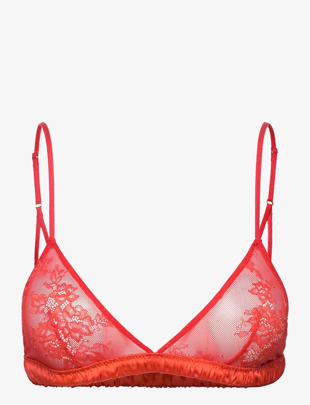 Understatement Underwear - Lace Satin Triangle Bralette - bygellösa bh:ar - fiery red - 0