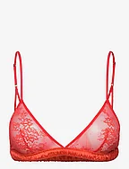 Lace Satin Triangle Bralette - FIERY RED