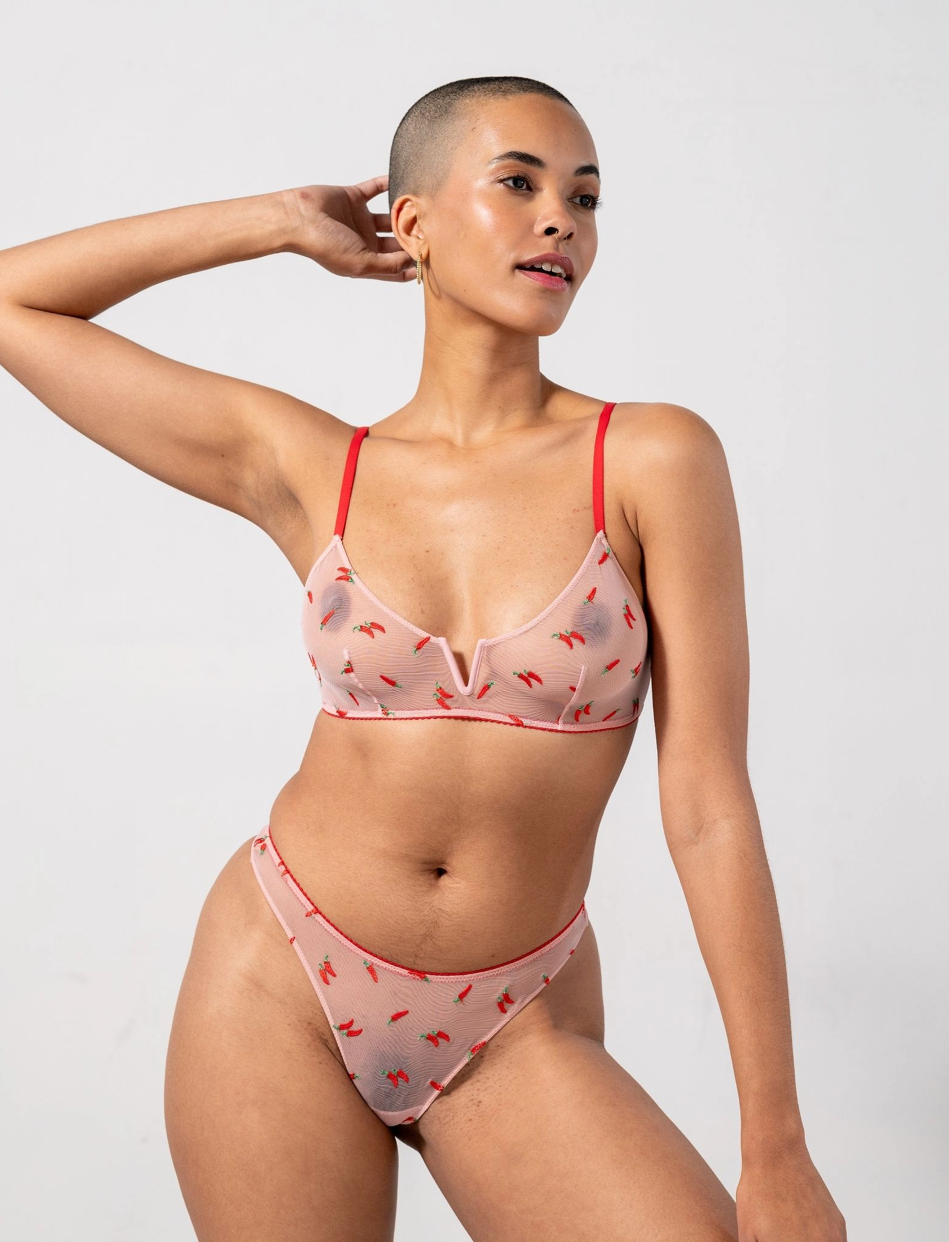 Understatement Underwear - Mesh V-Balconette - powder pink/fiery red - 4