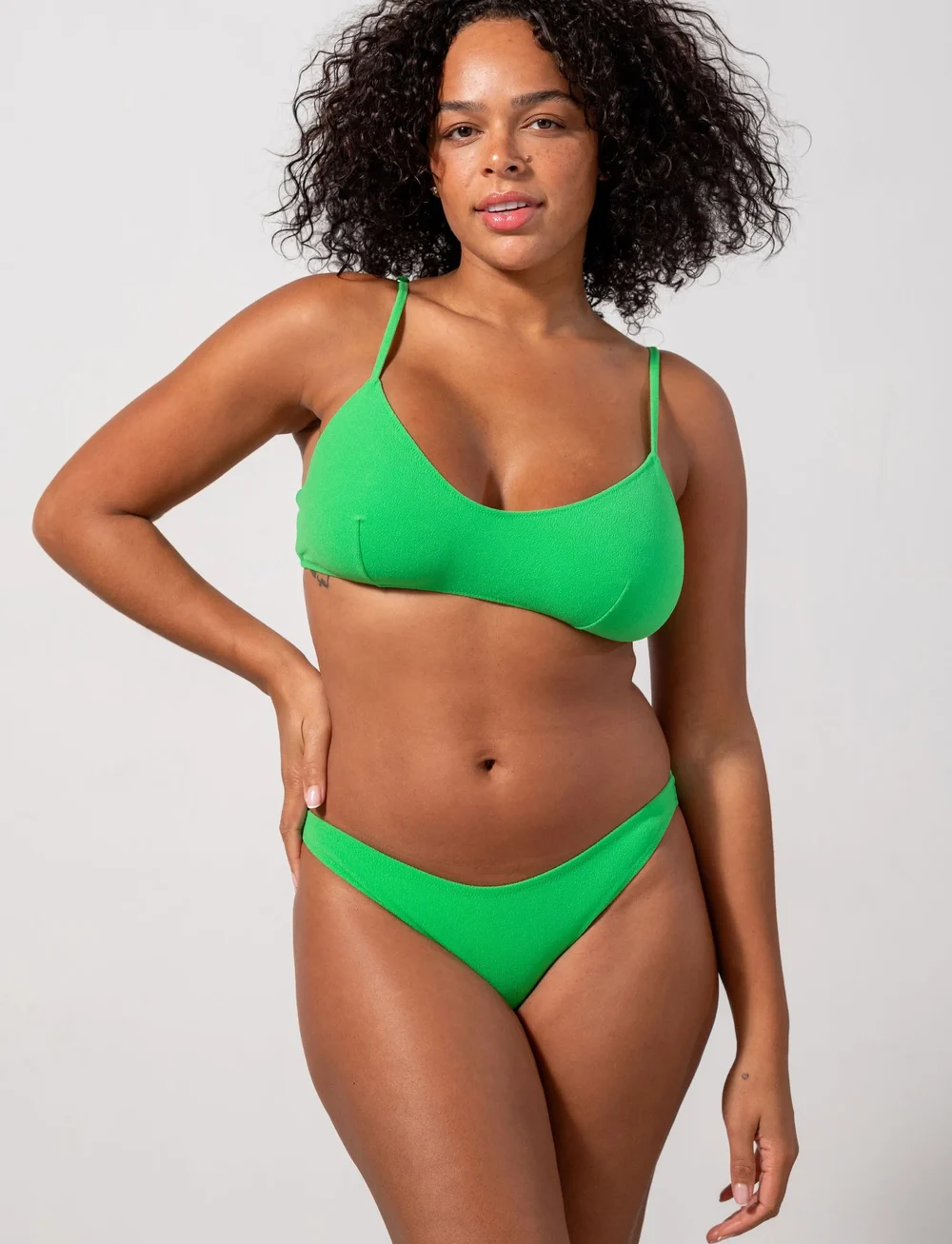 Understatement Underwear - Strappy Scoop Bikini Top - triangelformad bikinis - kelly green - 4