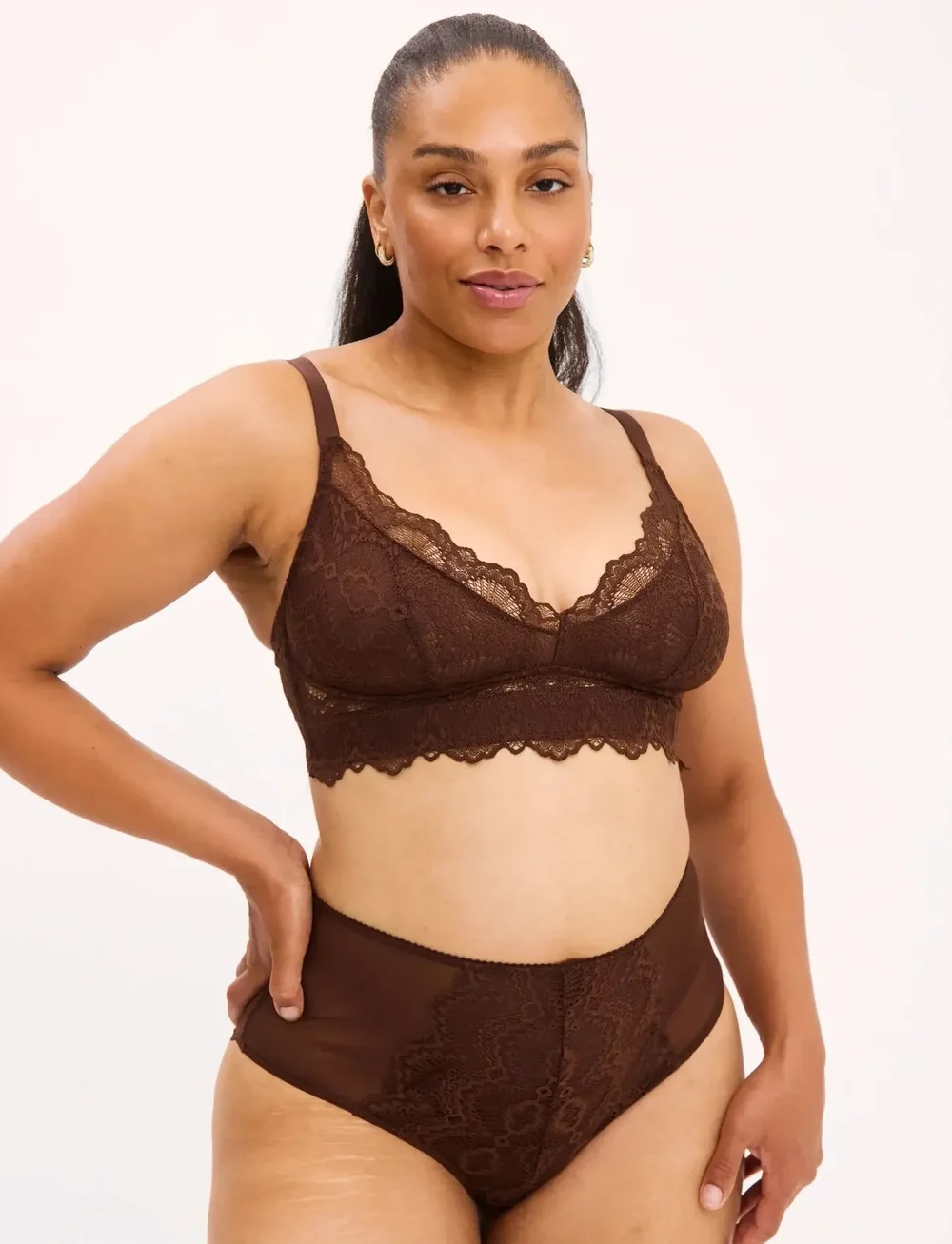 Understatement Underwear - Lace Support Bra - bralette - coffee - 4