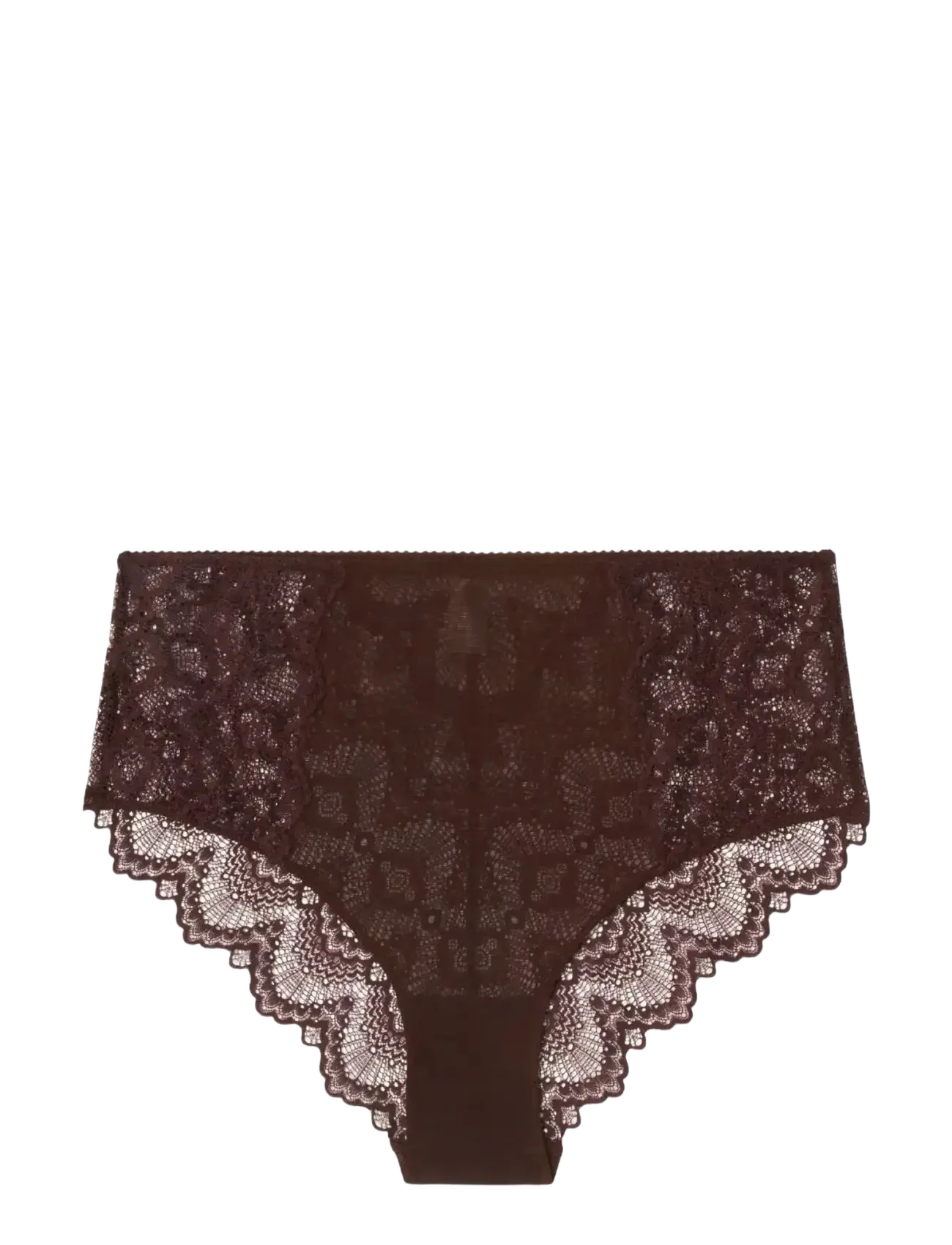 Understatement Underwear Lace Mesh Highwaist Briefs - Understatement Underwear - COFFEE / brown