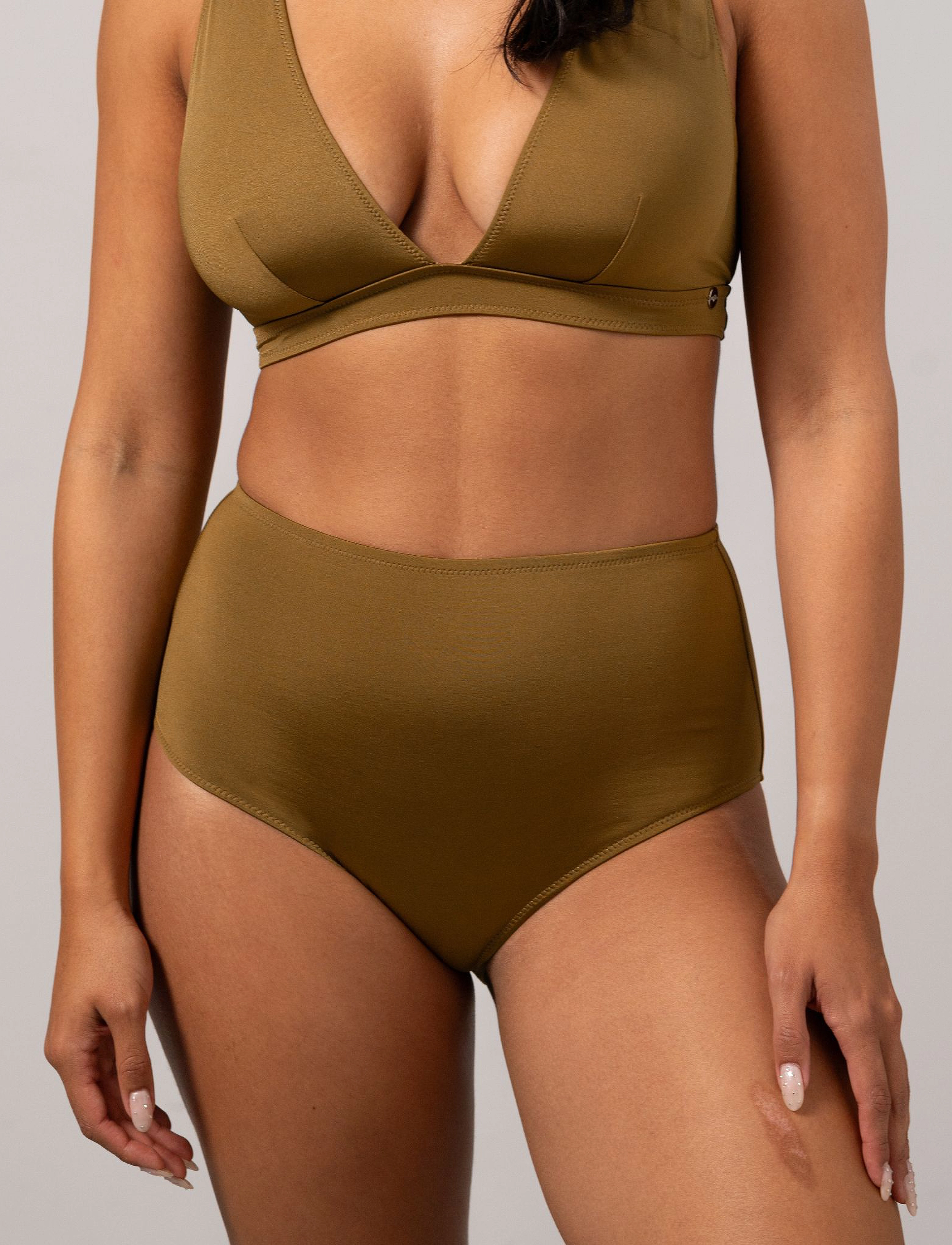 Understatement Underwear - Highwaist Bikini Briefs - high waist bikini bottoms - olive - 3