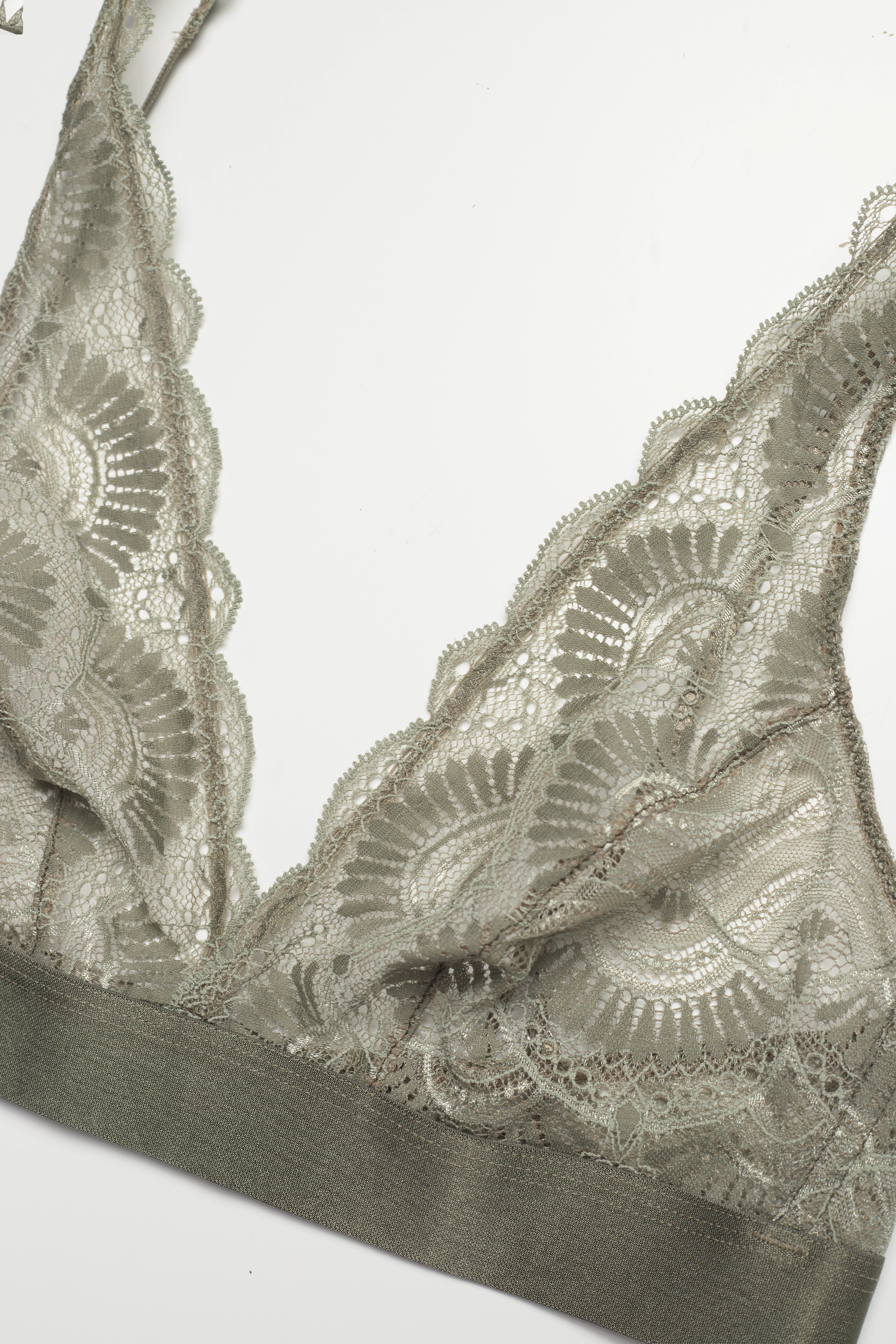 Understatement Underwear - Margareth Lace Plunge Bralette - - faded sage - 2