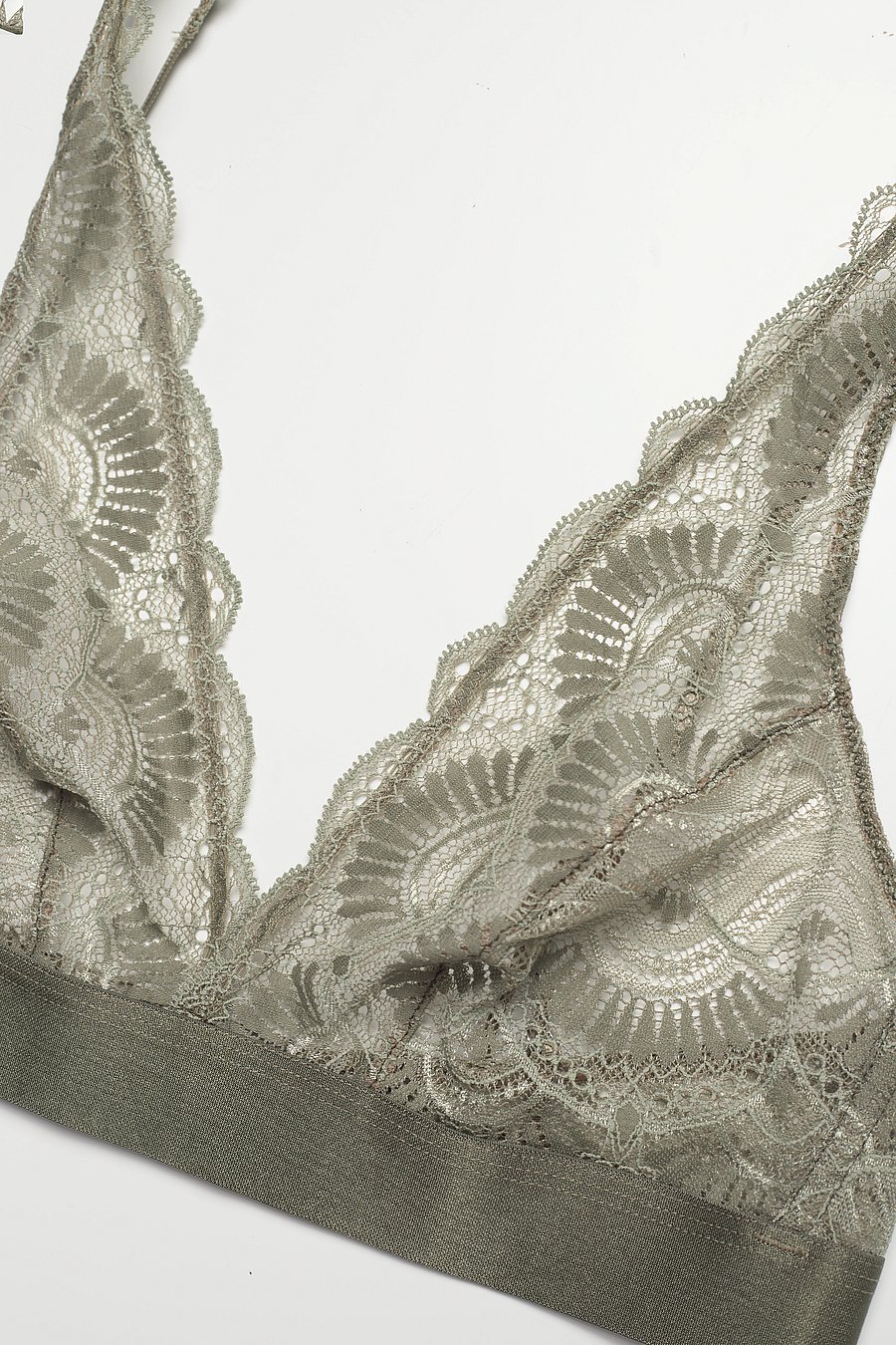 Understatement Underwear - Margareth Lace Plunge Bralette - - faded sage - 2