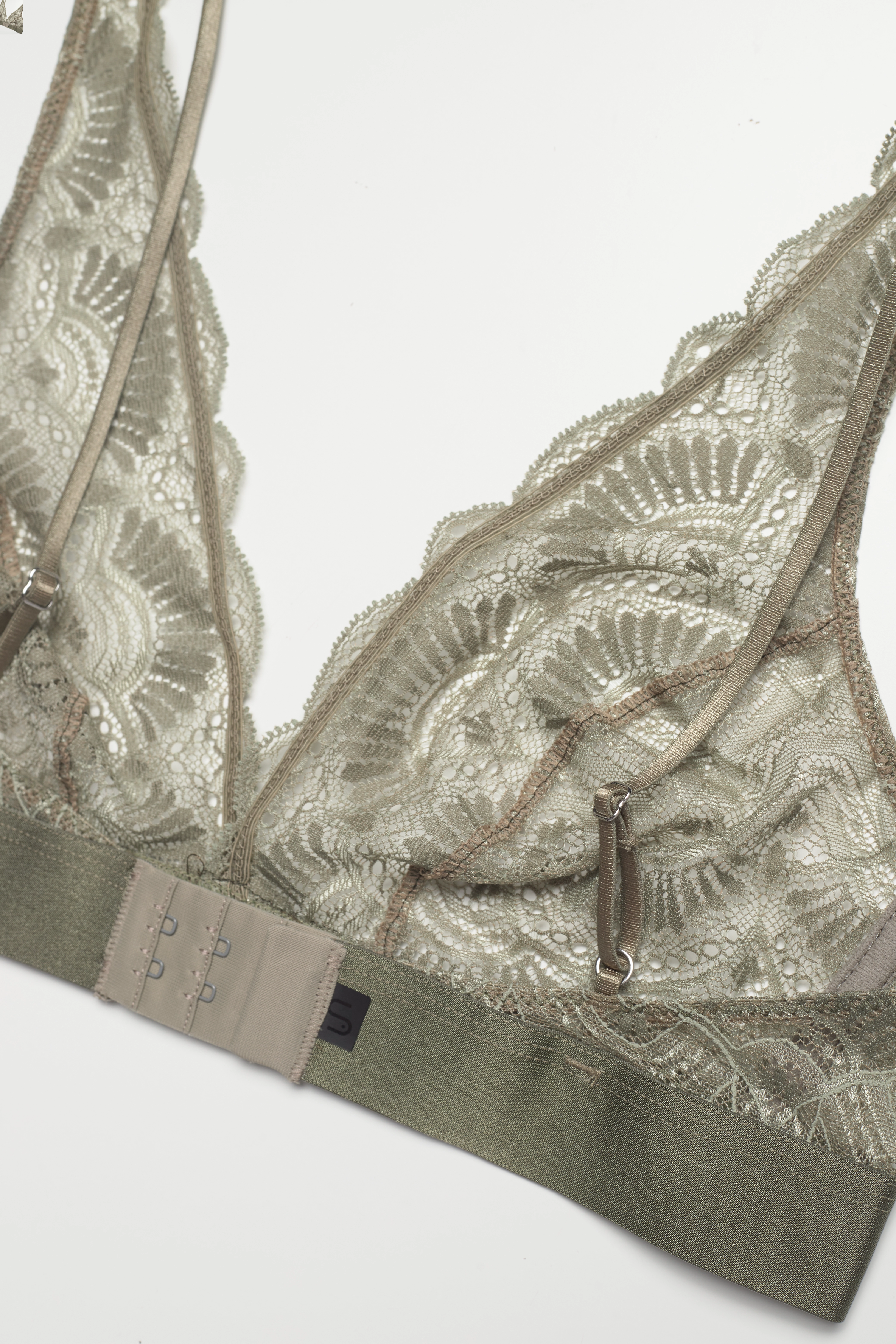 Understatement Underwear - Margareth Lace Plunge Bralette - - faded sage - 3