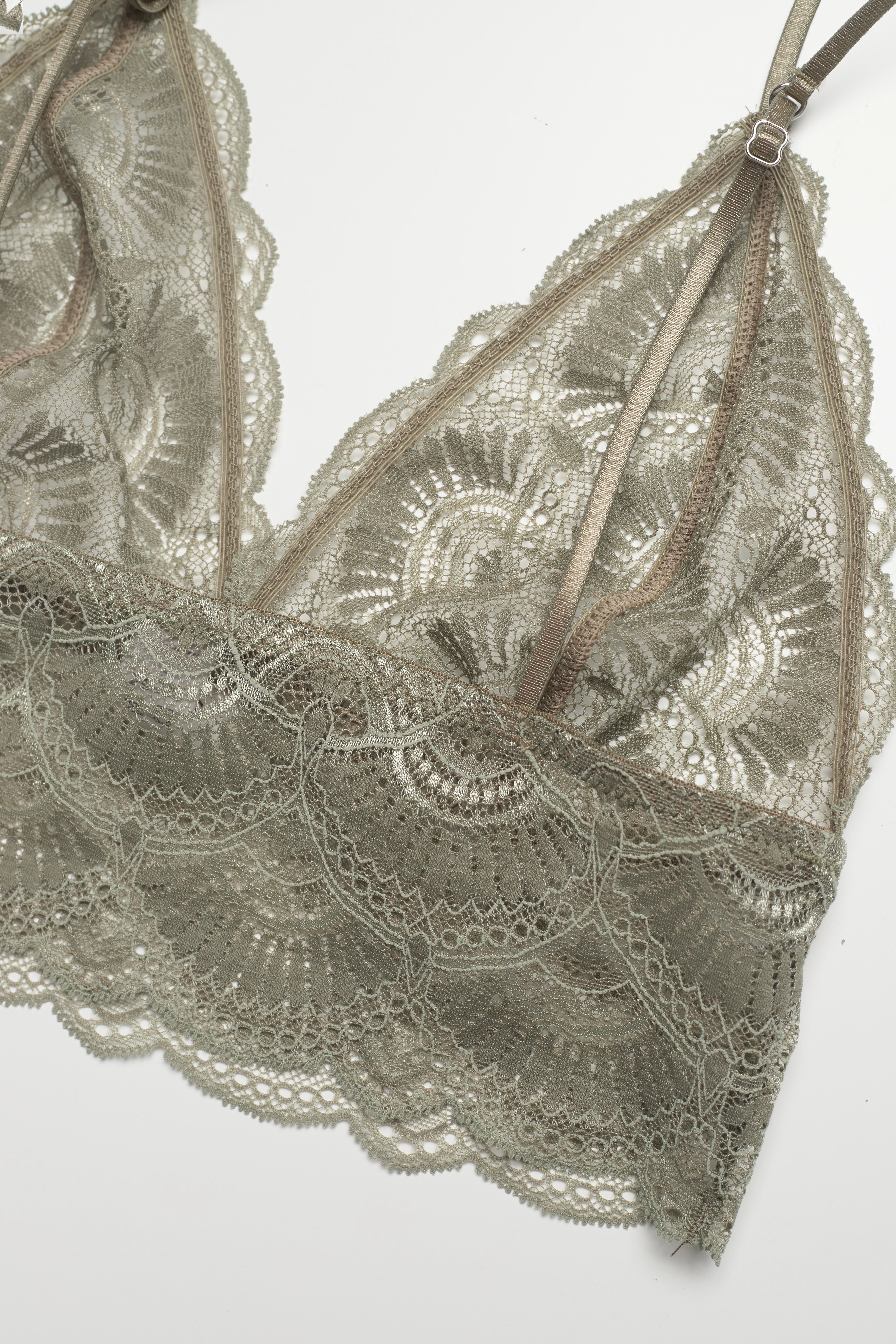 Understatement Underwear - Margareth Lace Bralette Top - faded sage - 4