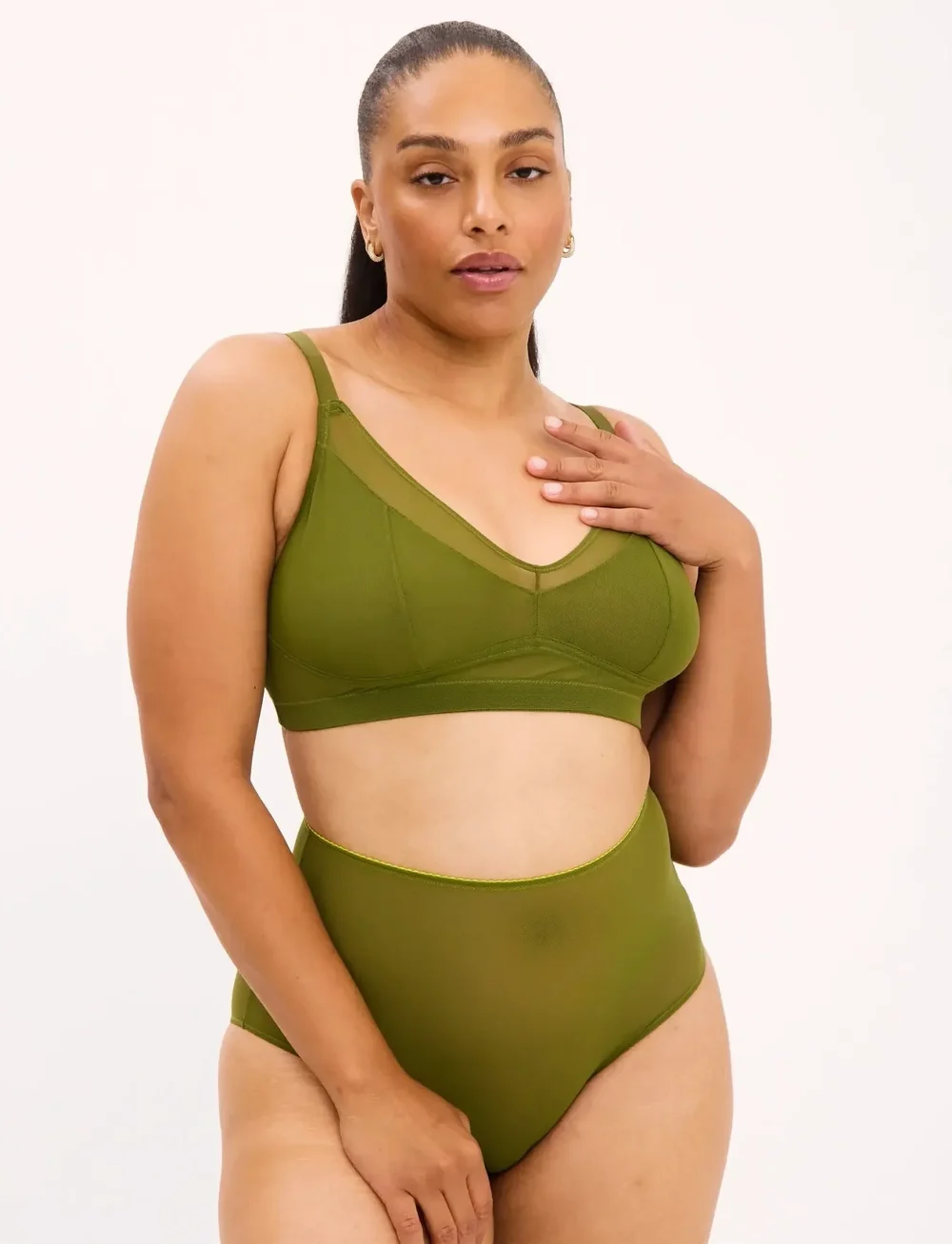 Understatement Underwear - Mesh Support Bra - bralette - olive - 0