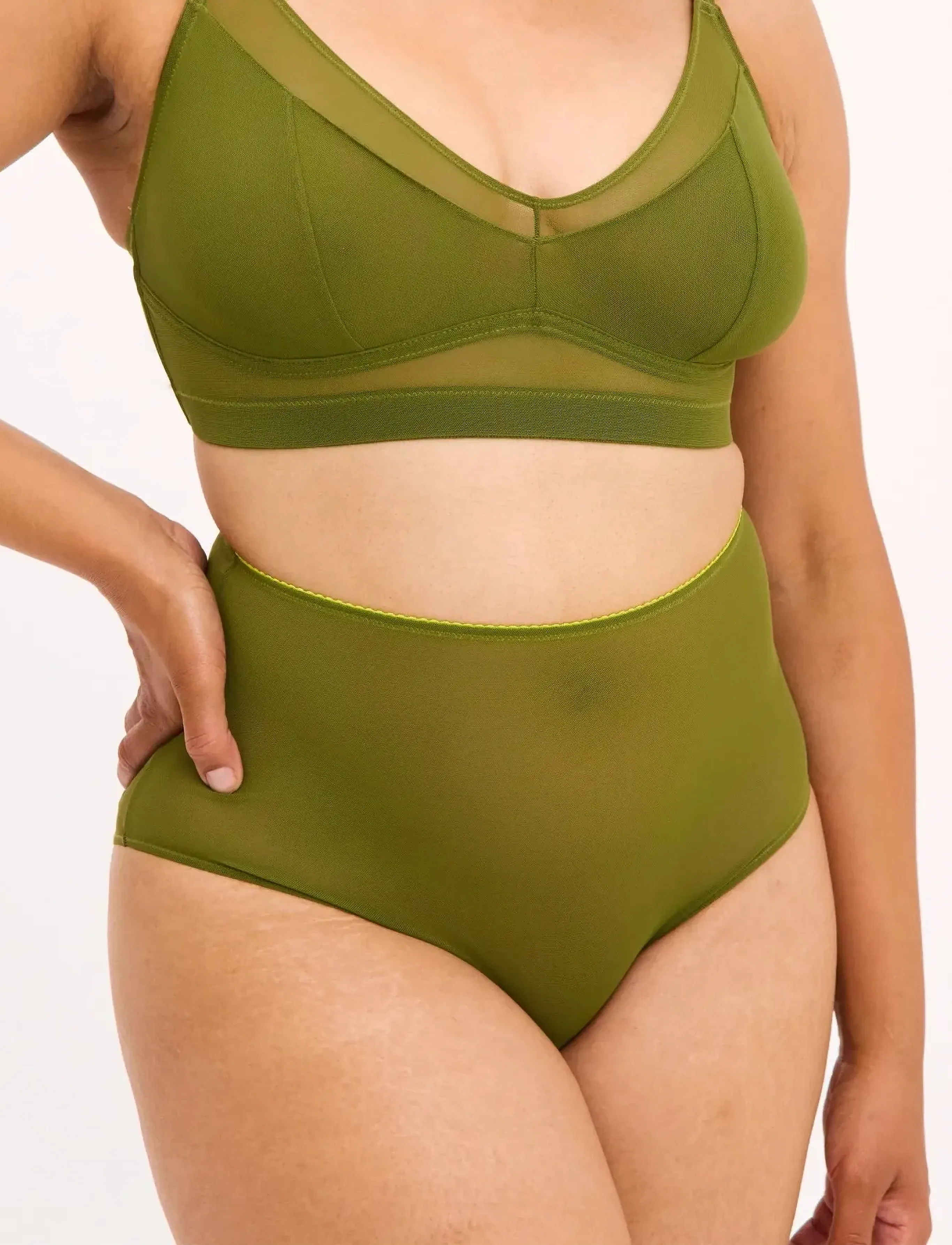 Understatement Underwear - Mesh Highwaist Briefs - olive - 2