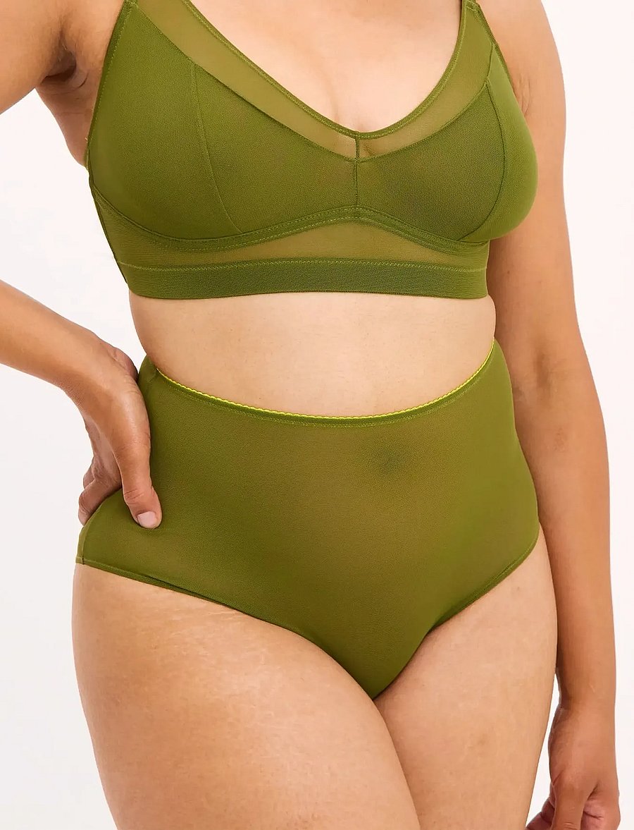 Understatement Underwear - Mesh Highwaist Briefs - olive - 2
