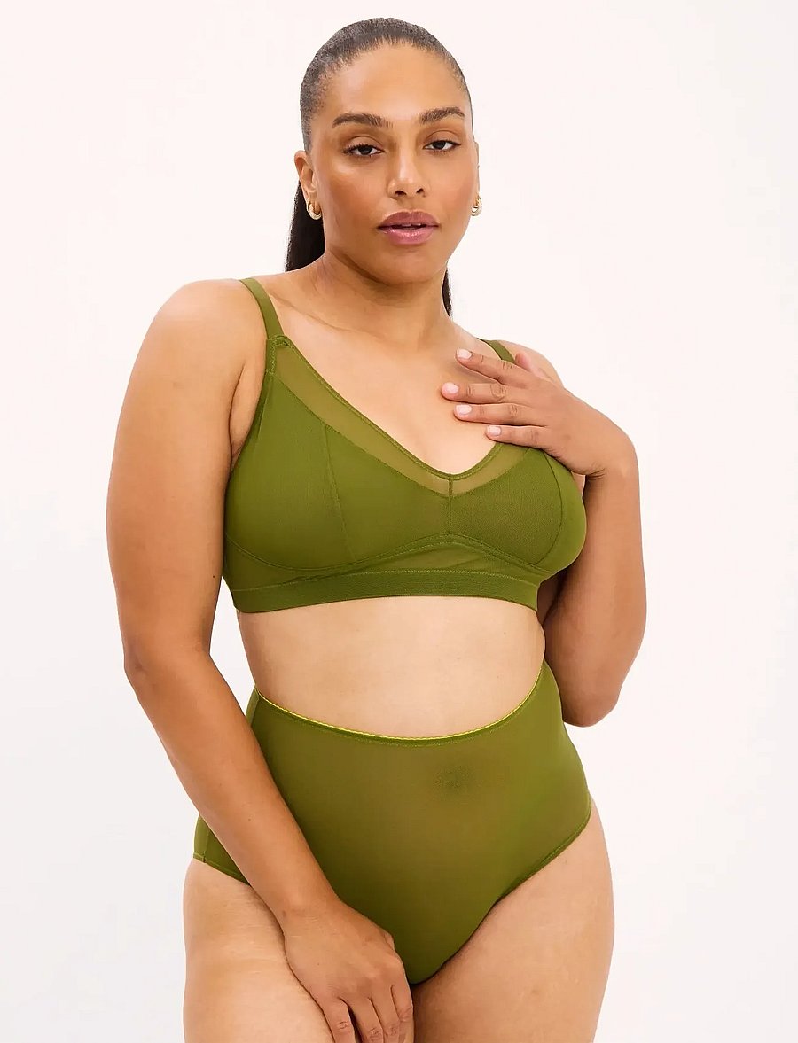 Understatement Underwear - Mesh Highwaist Briefs - olive - 4