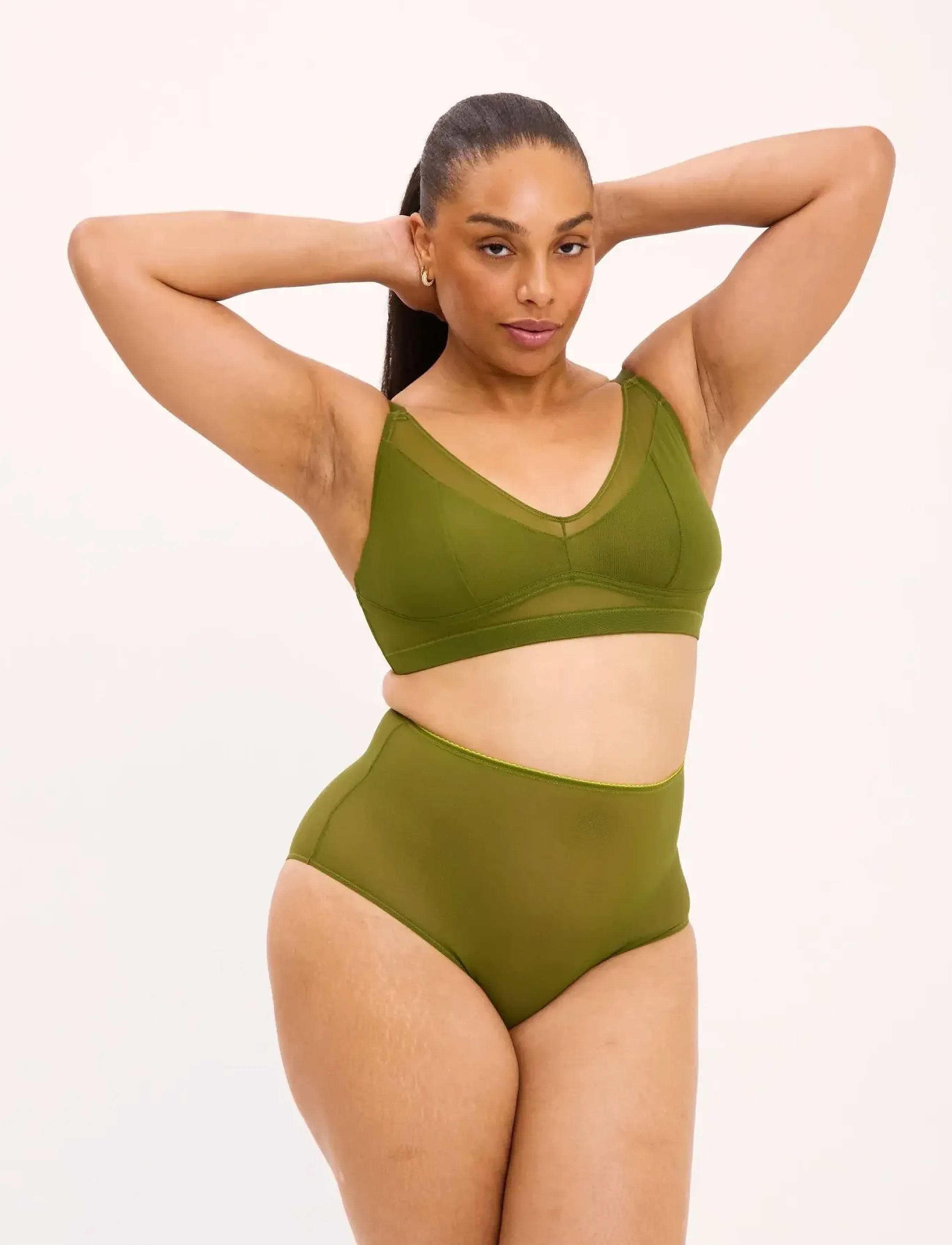 Understatement Underwear - Mesh Highwaist Briefs - olive - 5