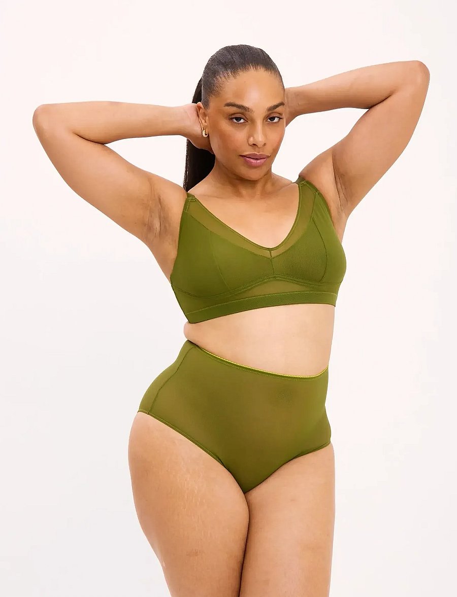 Understatement Underwear - Mesh Highwaist Briefs - olive - 5