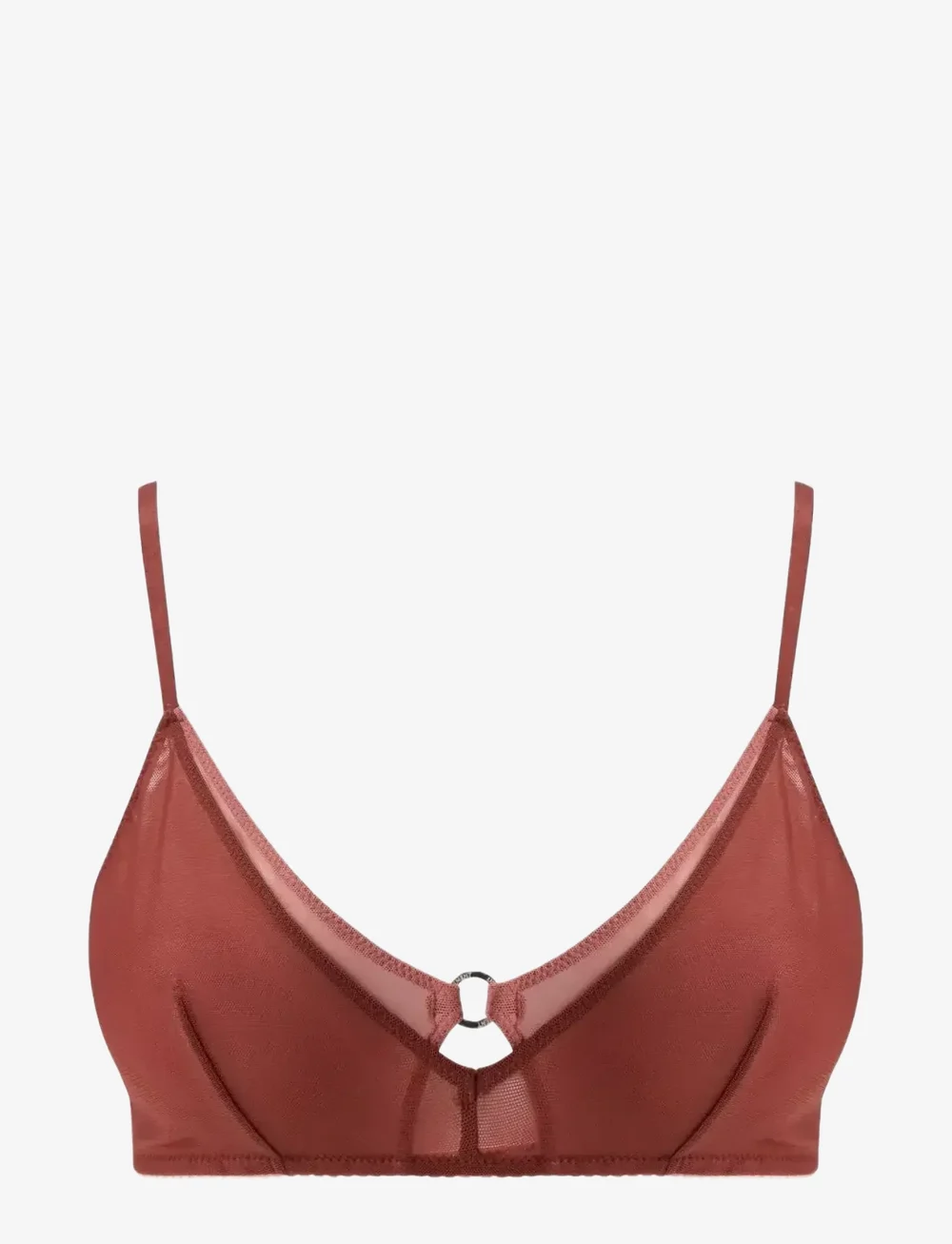 Understatement Underwear - Mesh Double Triangle Bralette - bralette - rust - 1
