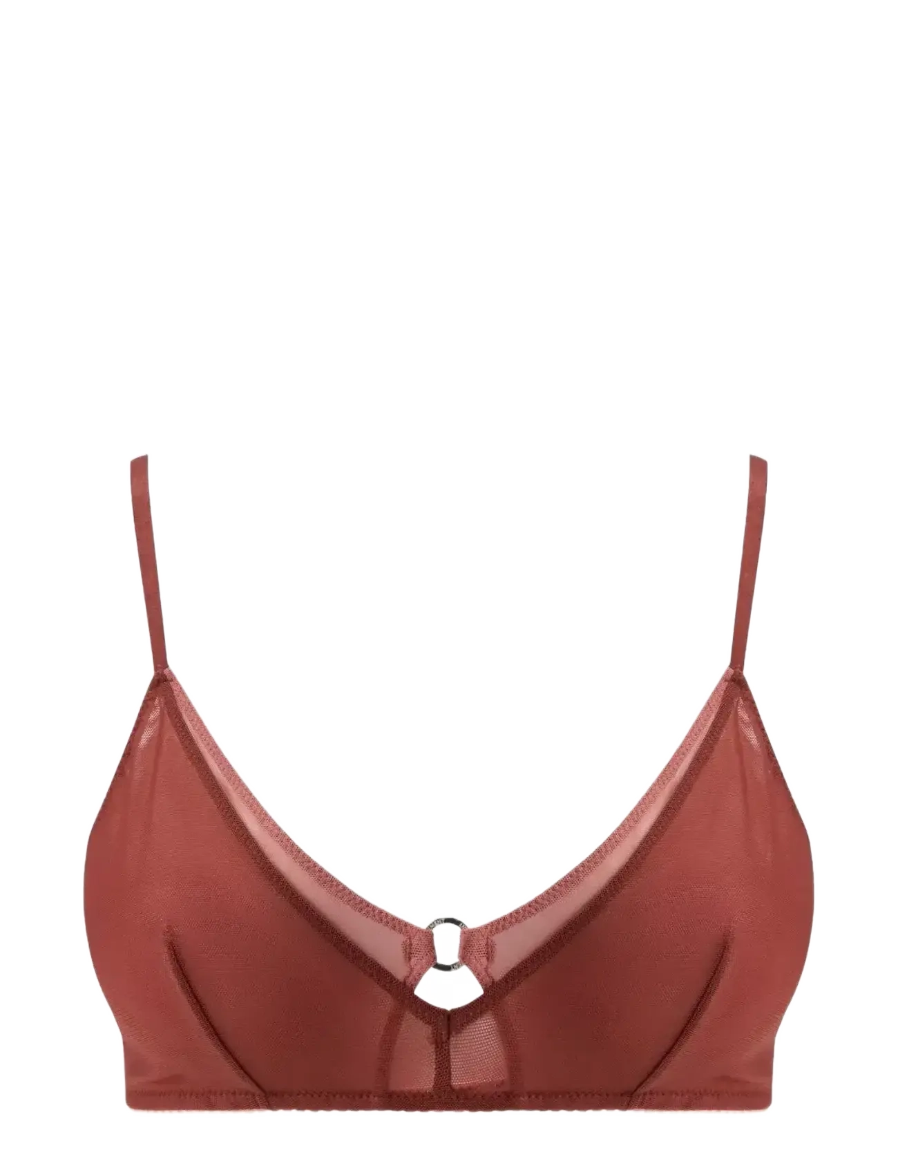 Understatement Underwear Mesh Double Triangle Bralette - Bralette - RUST / red