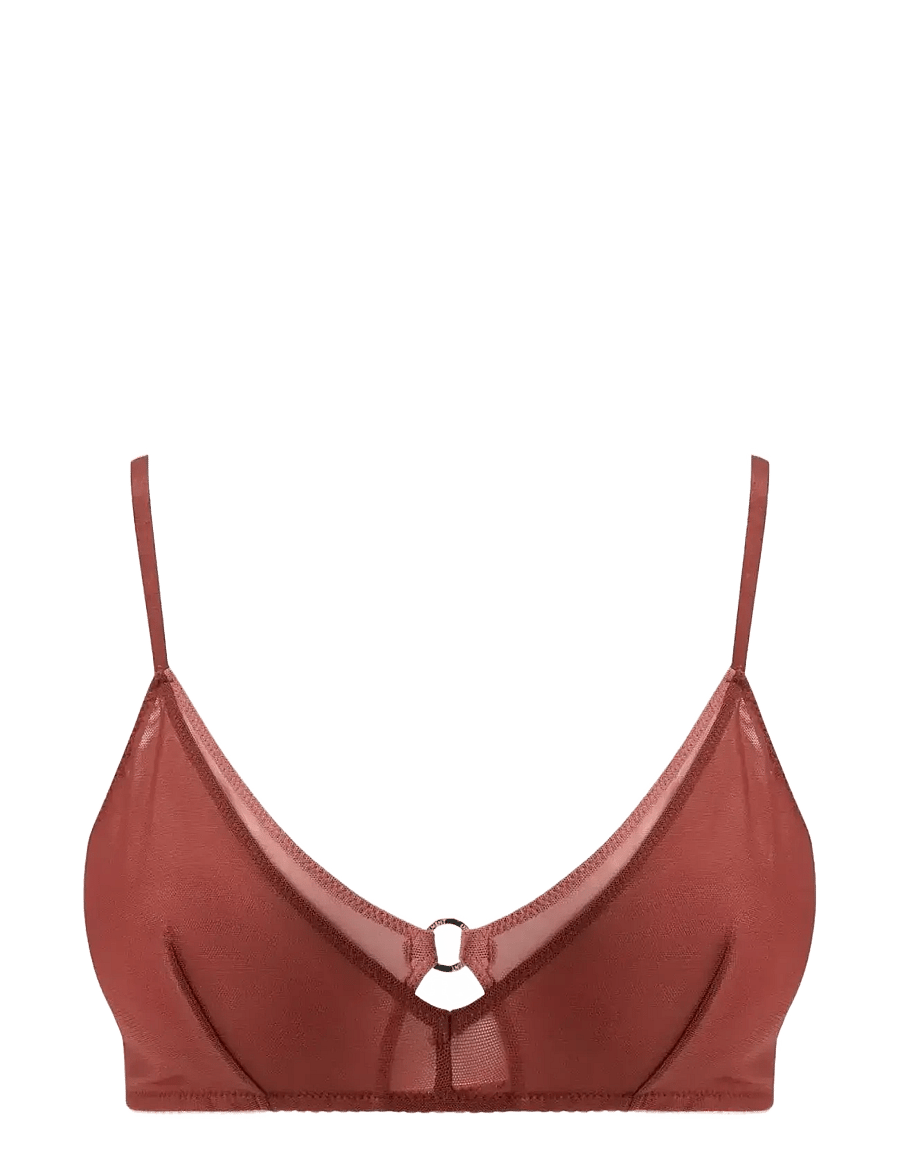 Understatement Underwear - Mesh Double Triangle Bralette - bralette - rust - 1