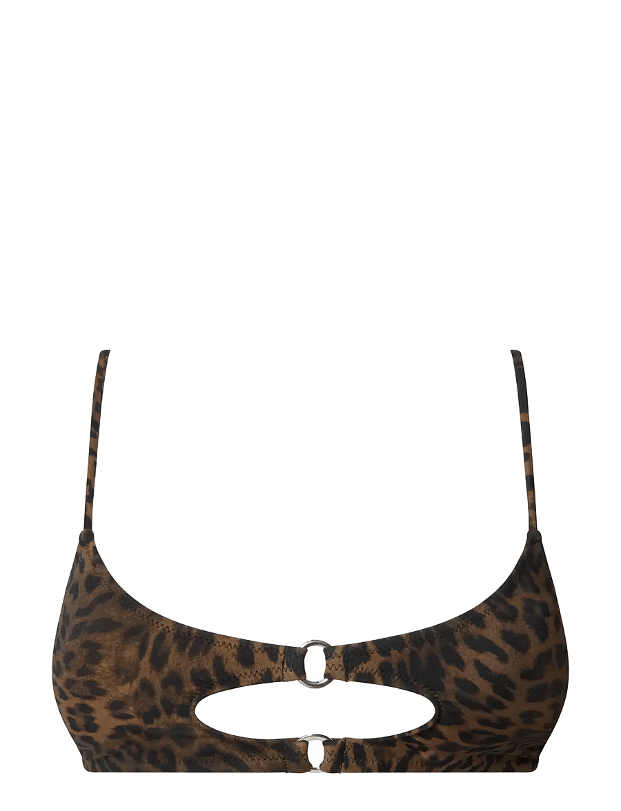 Understatement Underwear - Ring Cut-Out Bikini Top - bandeau-bikinis - dark leopard - 1