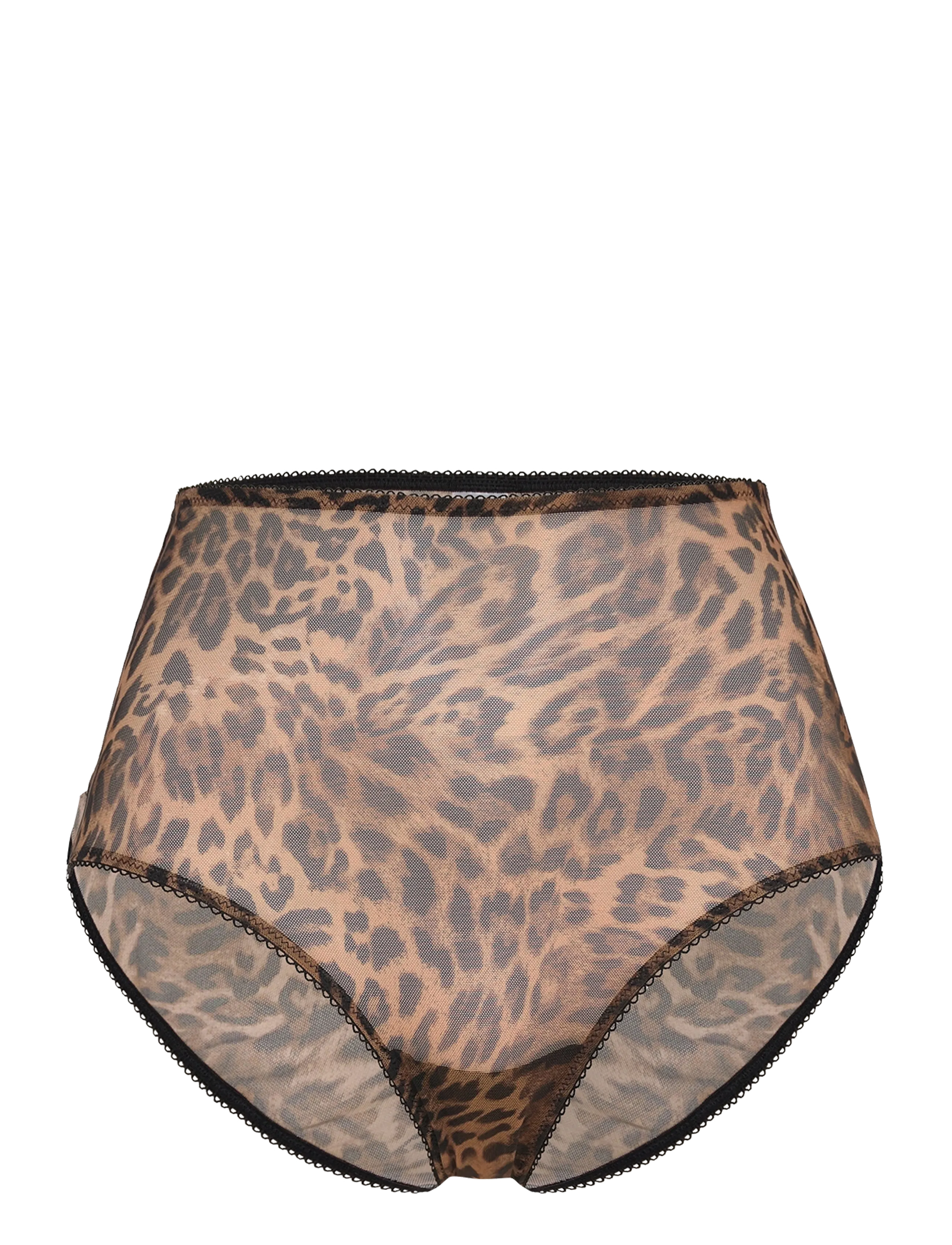 Understatement Underwear Mesh Highwaist Briefs - Slips - DARK LEOPARD / brown