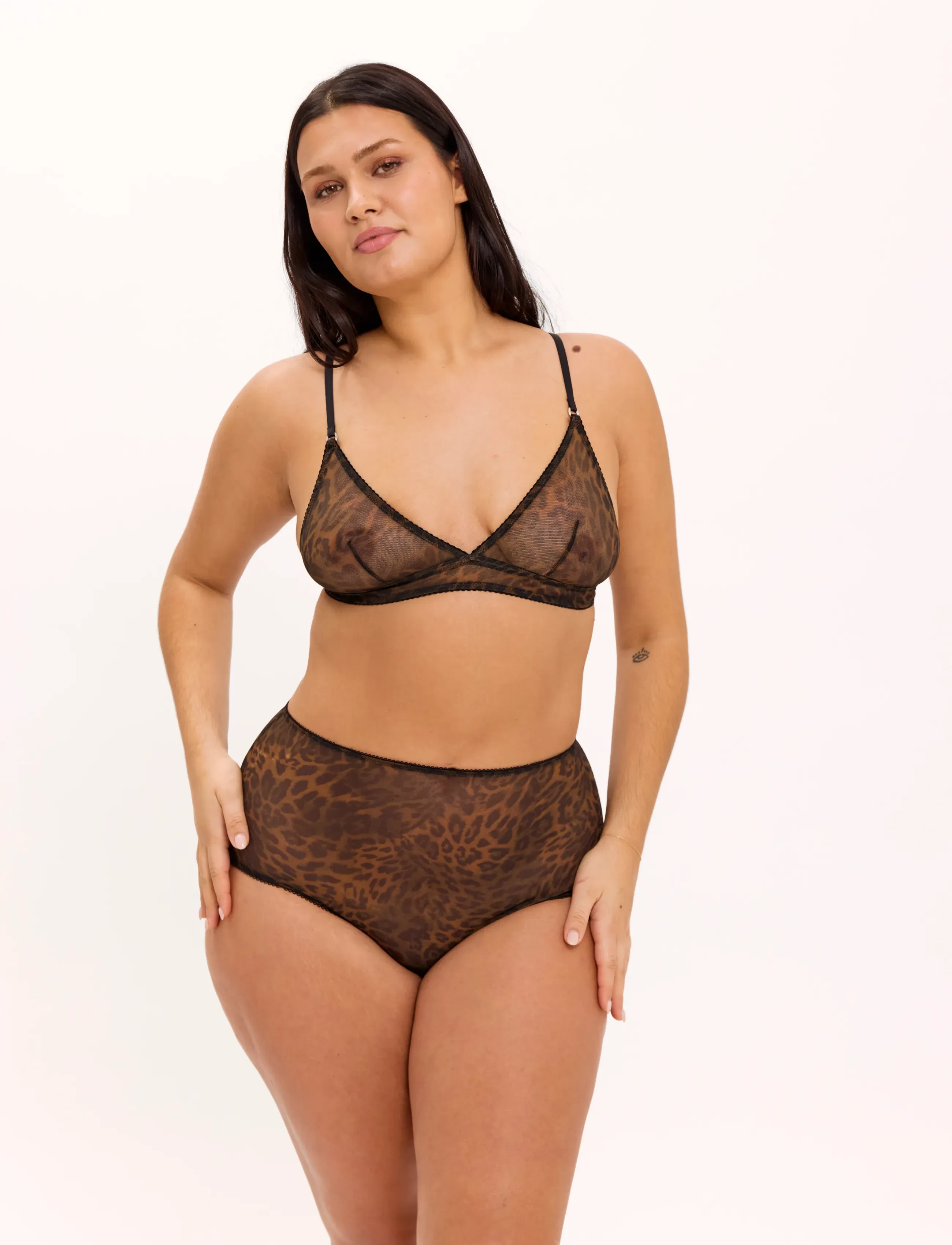 Understatement Underwear Mesh Highwaist Briefs - Understatement Underwear - DARK LEOPARD / brown