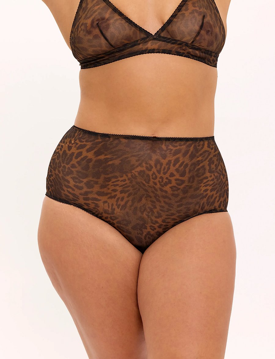 Understatement Underwear - Mesh Highwaist Briefs - midi un maksi biksītes - dark leopard - 3