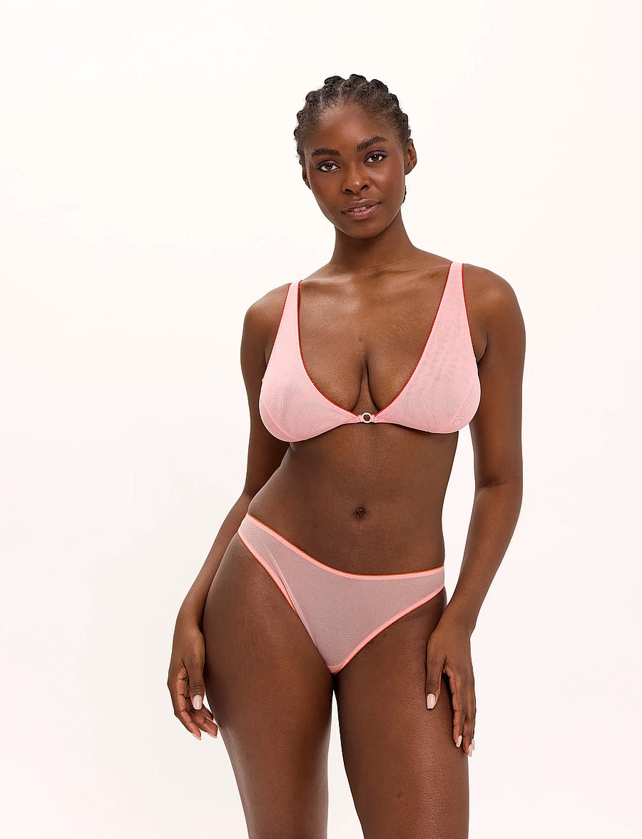 Understatement Underwear - Mesh Ring Plunge Bralette - bh'er - peach rose - 0