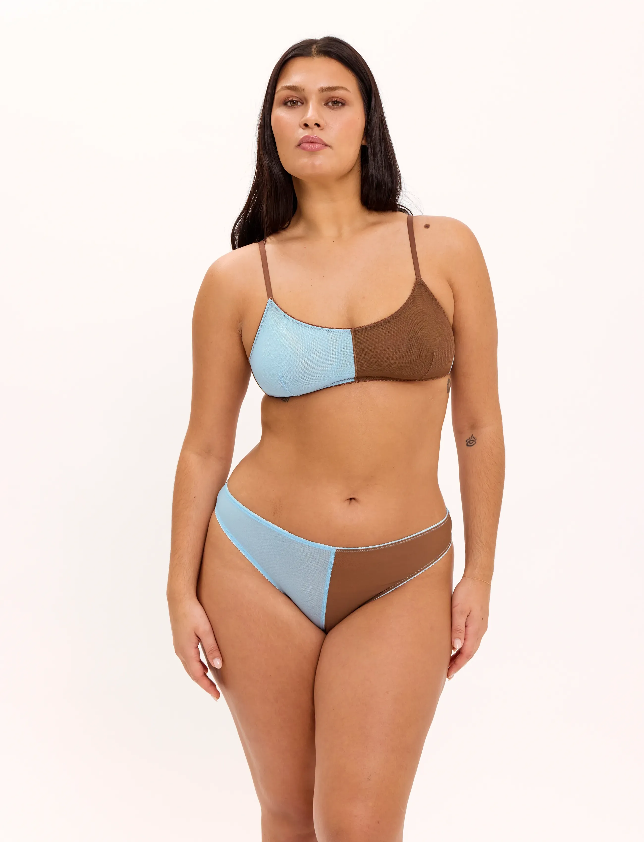 Understatement Underwear Mesh Two-Tone Bikini Brief - Understatement Underwear - SKY/MOCHA / brown