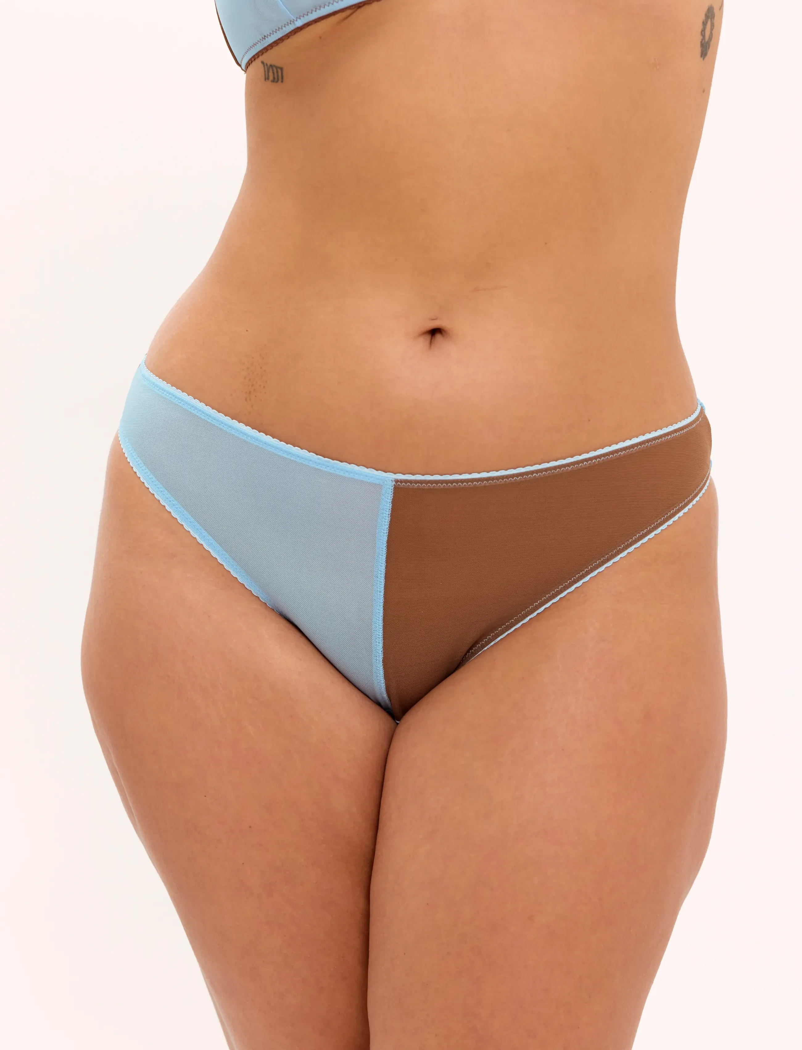 Understatement Underwear - Mesh Two-Tone Bikini Brief - briefs - sky/mocha - 4