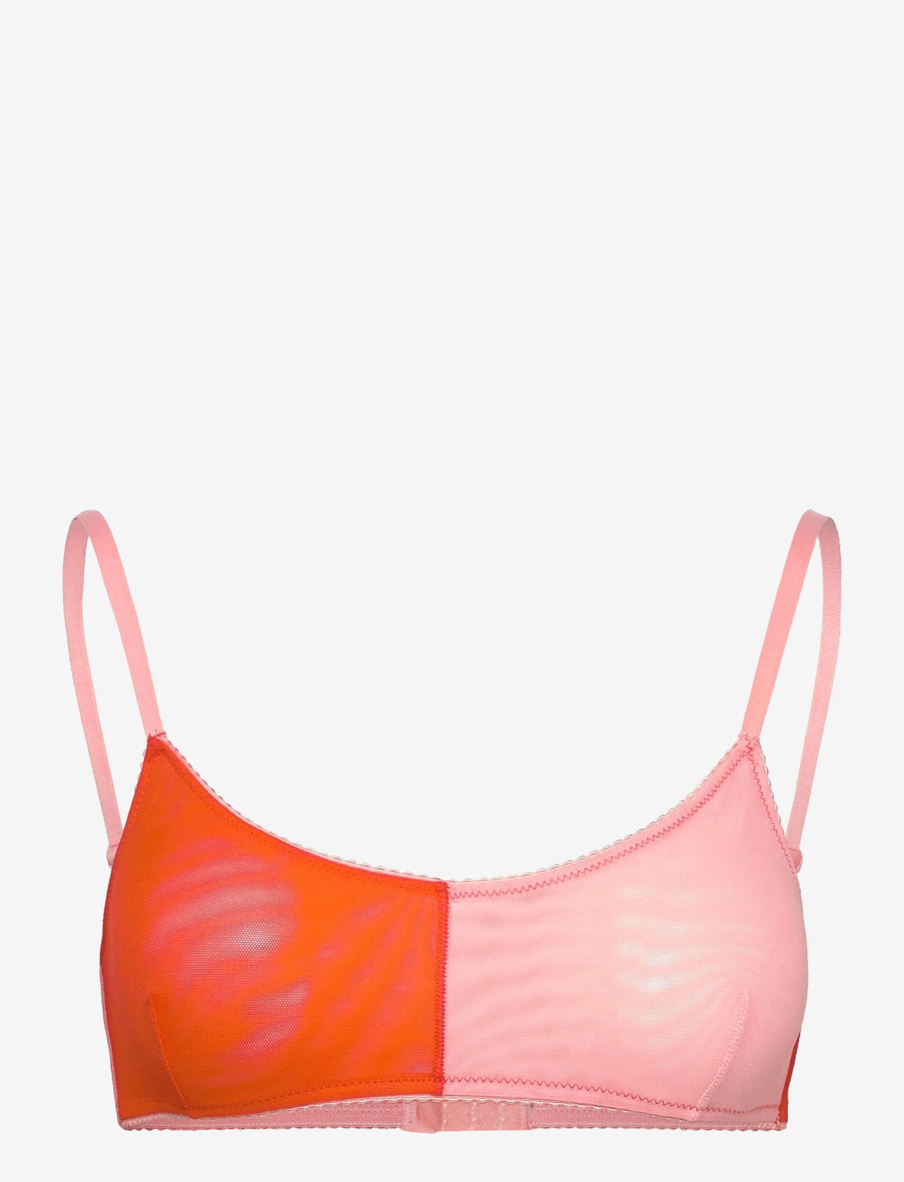 Understatement Underwear - Mesh Two-Tone Scoop Bralette - bralette - fiery red/peach rose - 1